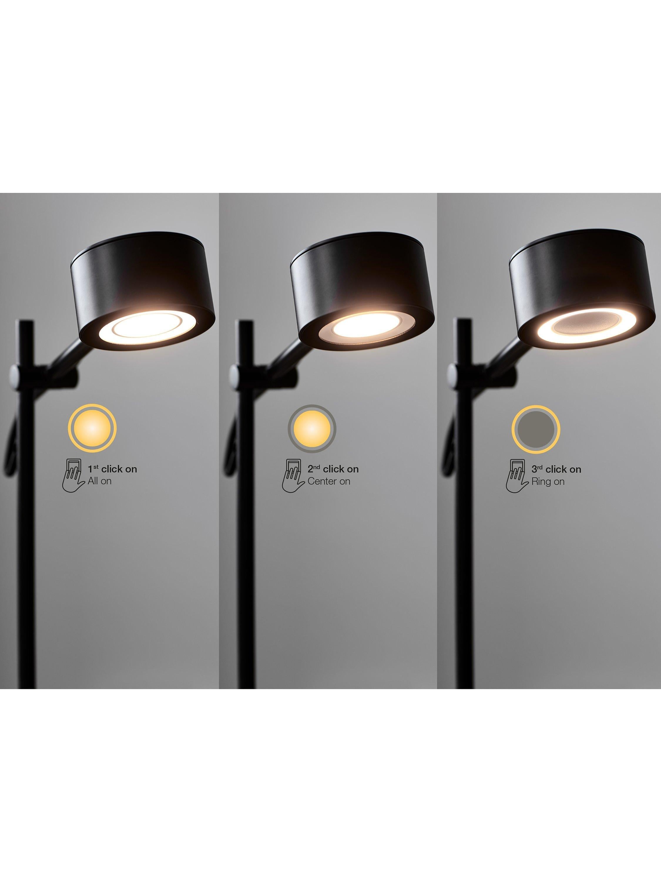 Nordlux dimmable floor lamp with two heads black (British brand)