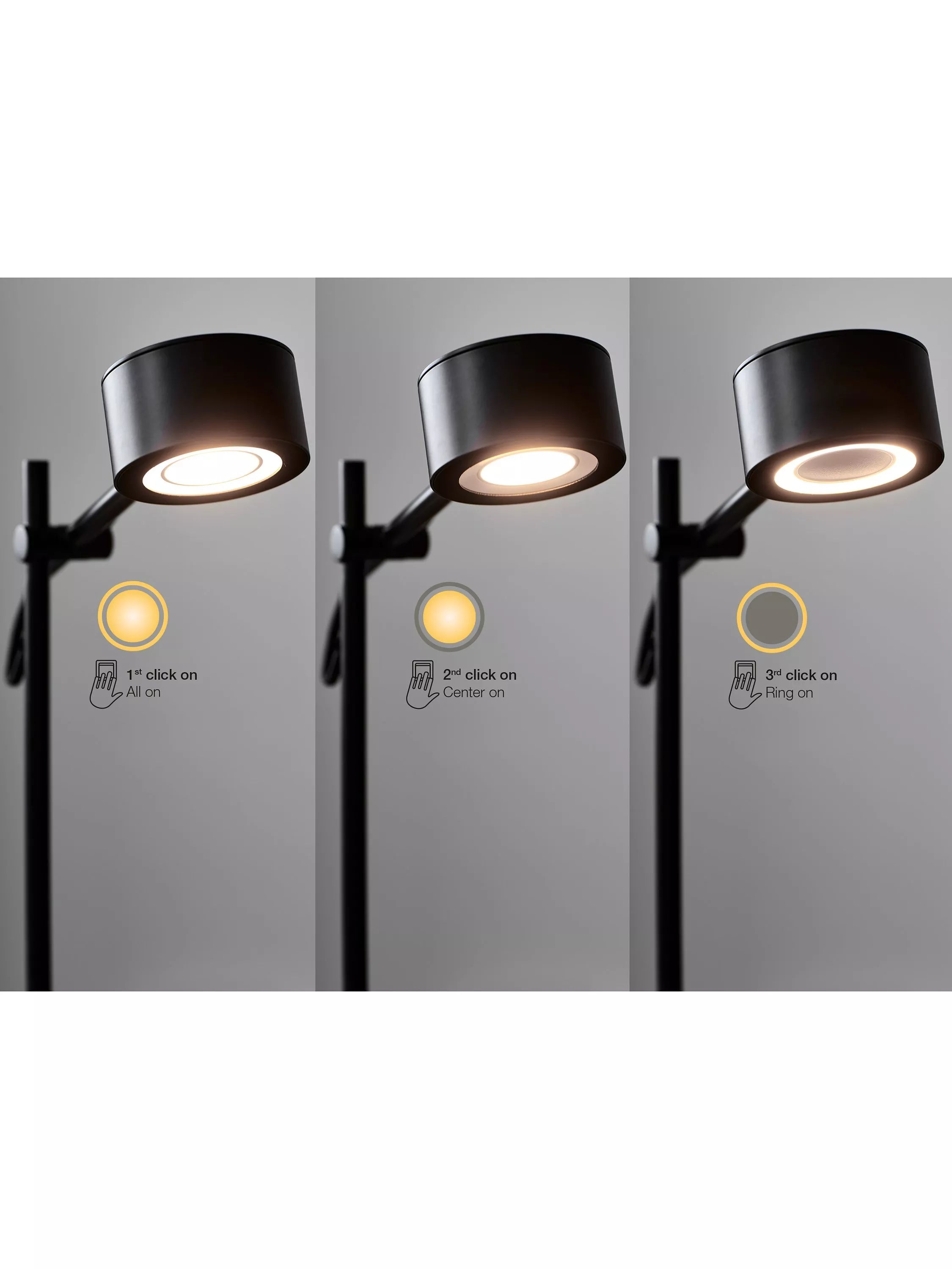 Nordlux dimmable floor lamp with two heads black (British brand)