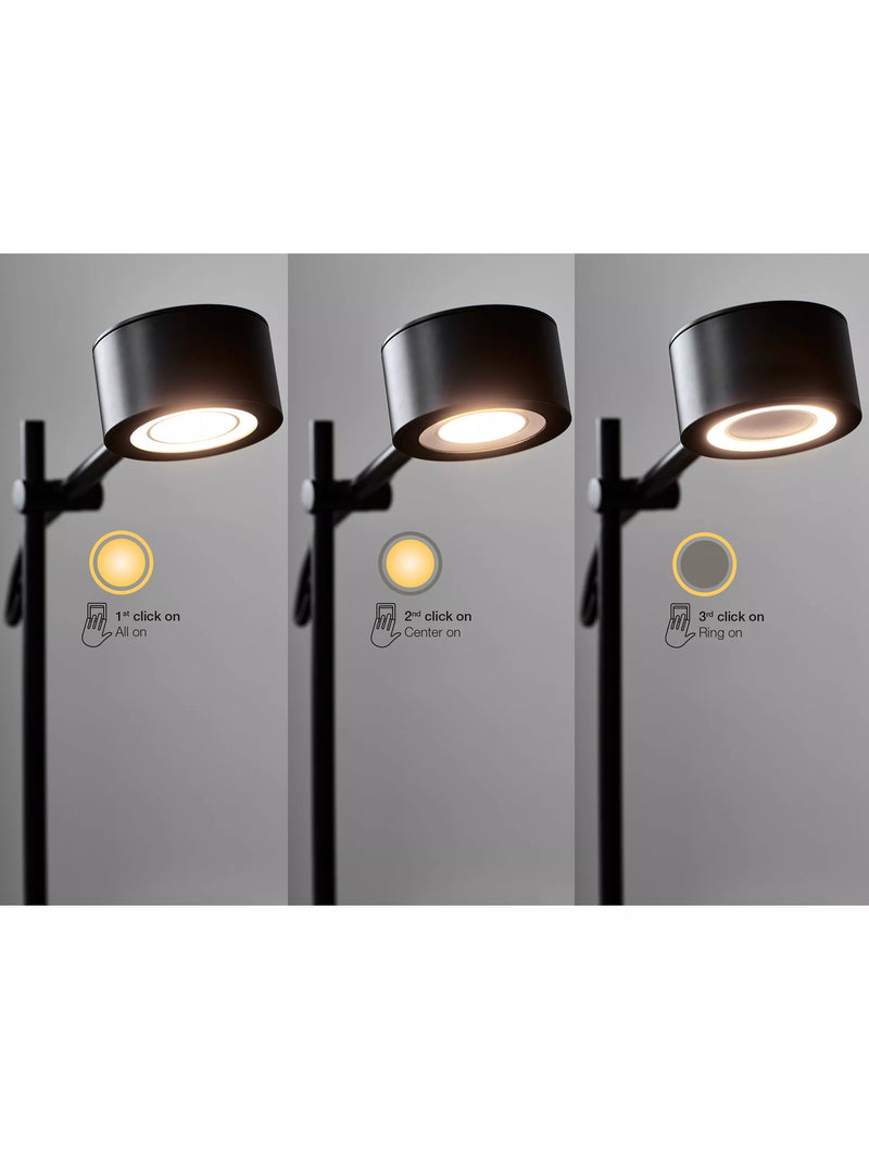 Nordlux dimmable floor lamp with two heads black (British brand)