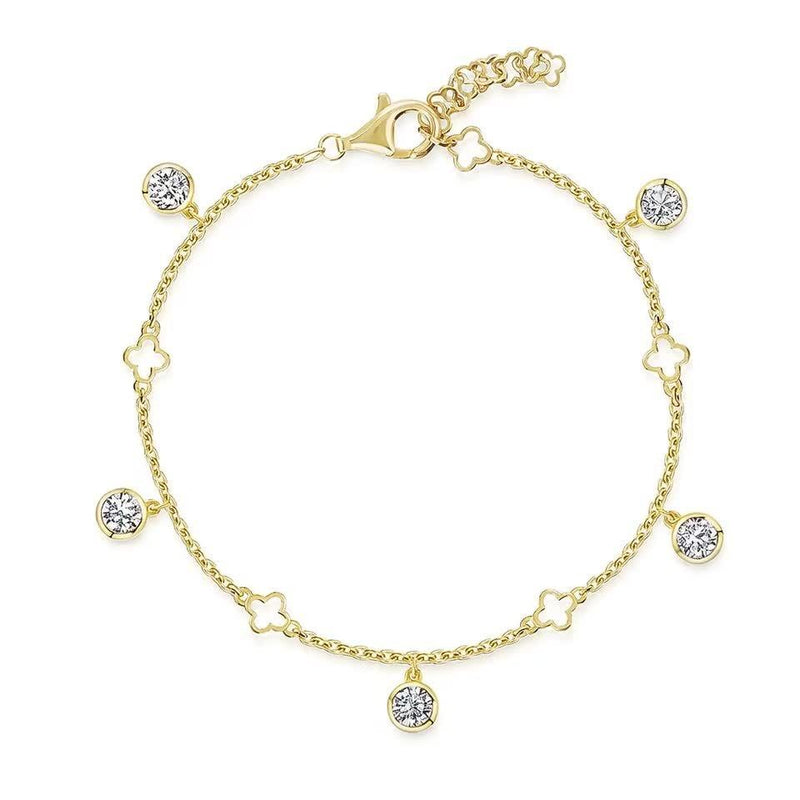Jools by Jenny Brown clover charm bracelet silver cubic zirconia - British product
