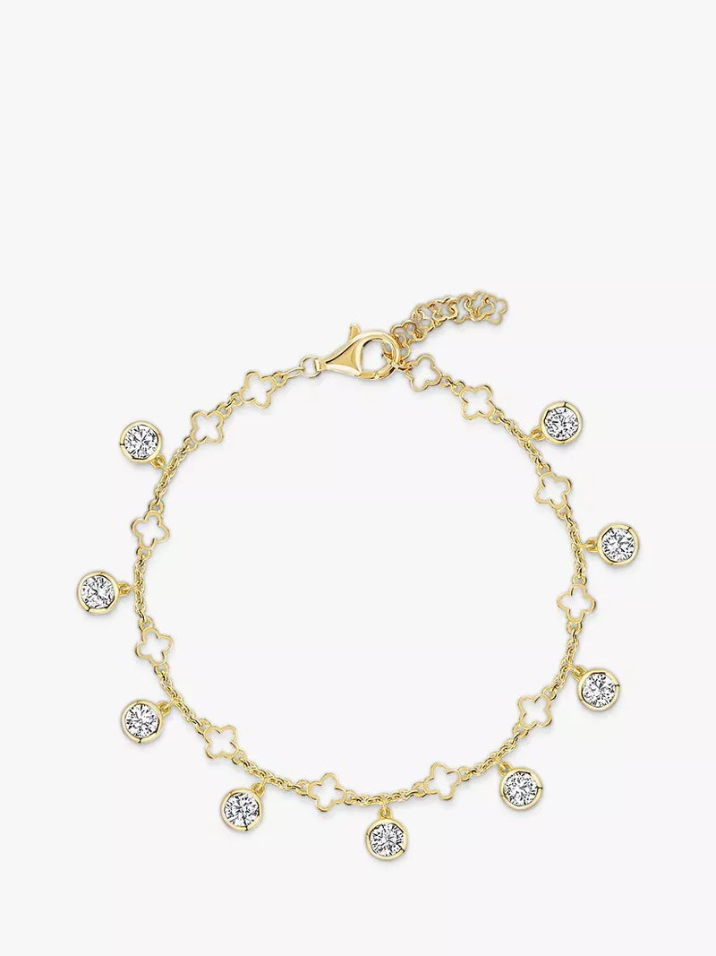 Jools by Jenny Brown Clover and Cubic Zirconia 9 Charm Bracelet