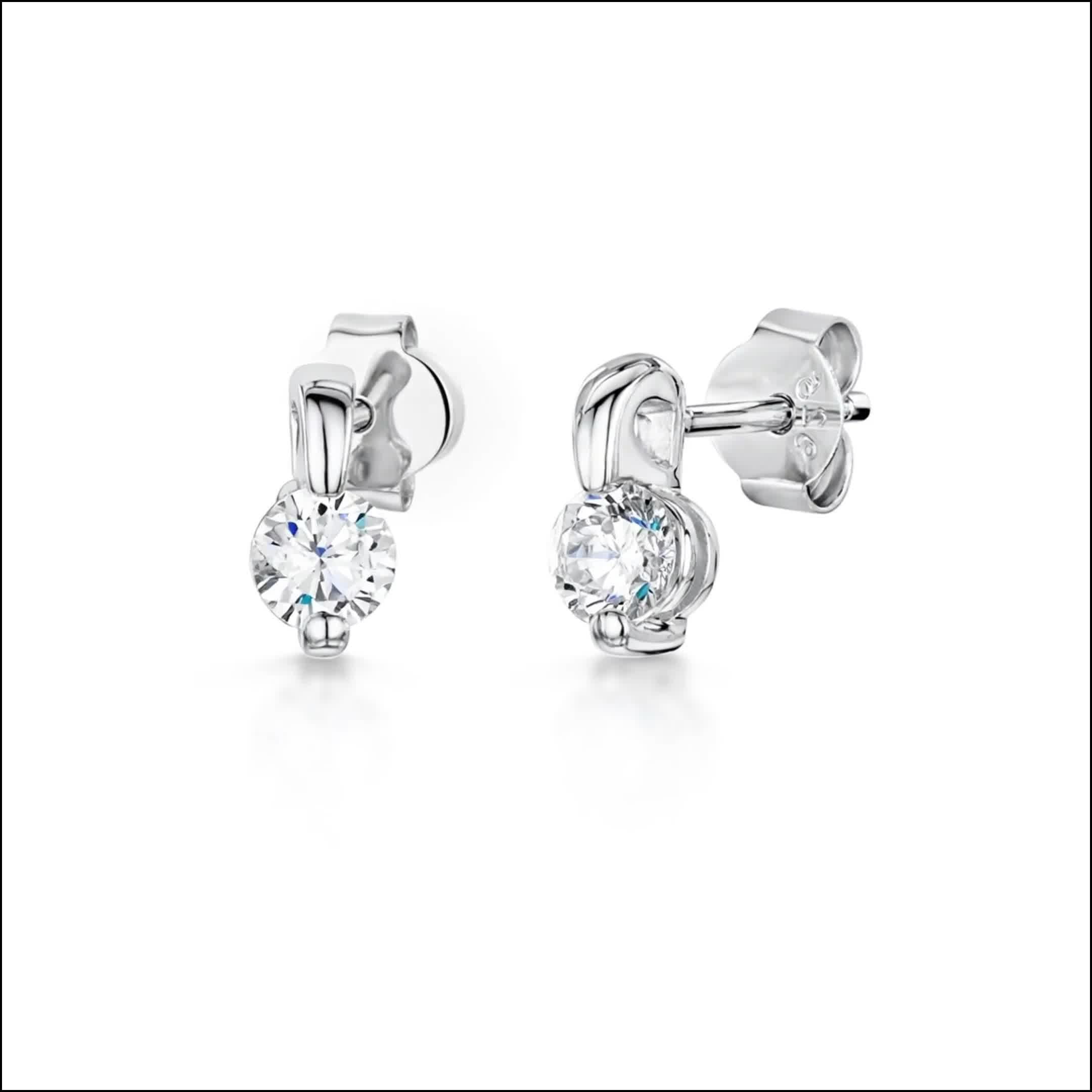 Jools by Jenny Brown cubic zirconia stud earrings silver, imported from the UK