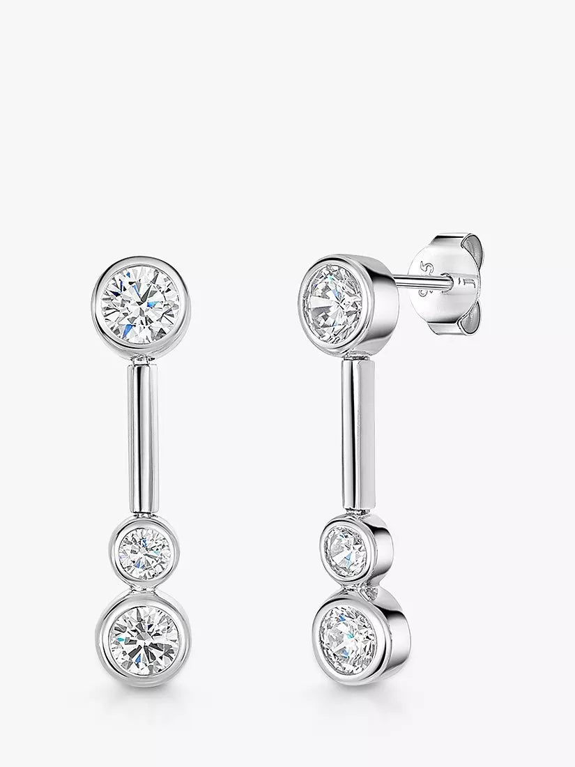 Jools by Jenny Brown bubble drop earrings 3 stone cubic zirconia, UK version