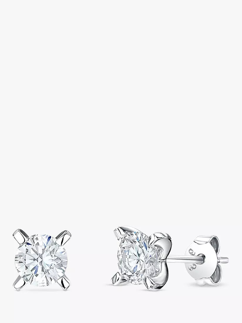 Jools cubic zirconia stud earrings, silver tone, imported from the UK