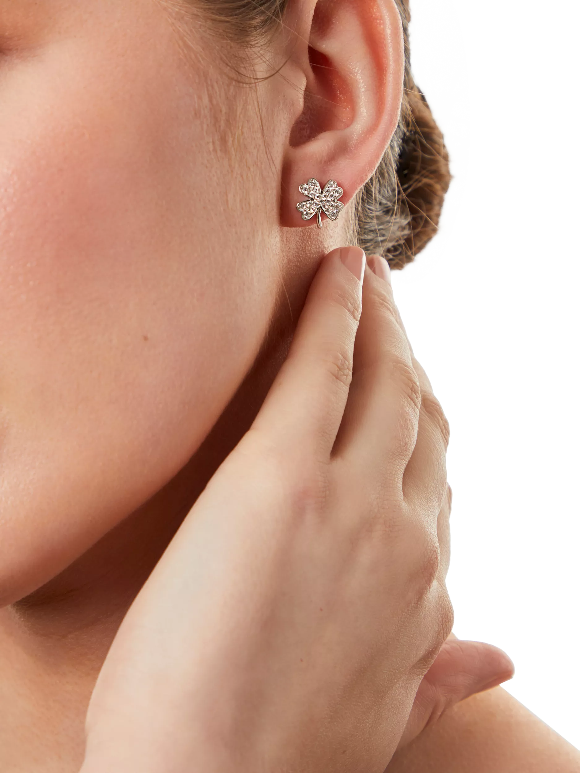 Jools 4 leaf clover cubic zirconia stud earrings, imported from the UK