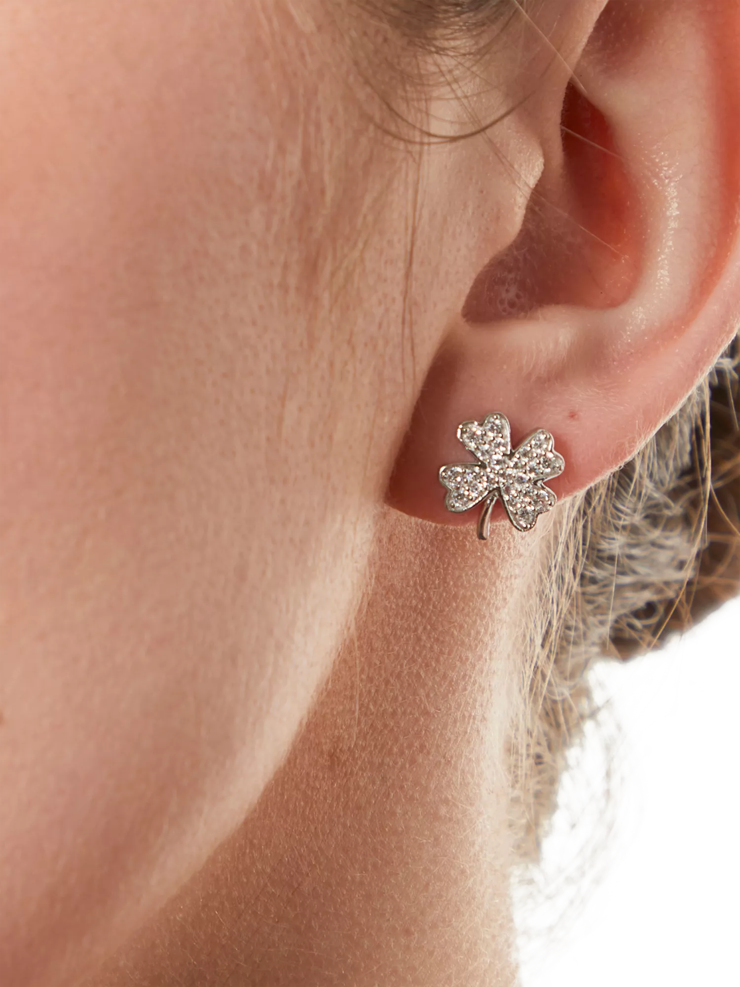 Jools 4 leaf clover cubic zirconia stud earrings, imported from the UK