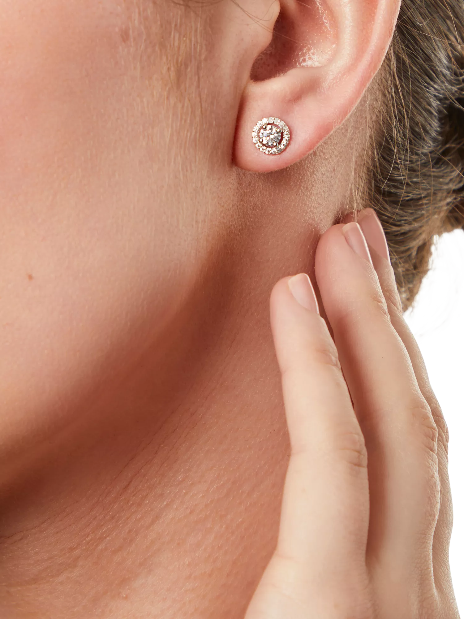Jools cubic zirconia halo stud earrings 4mm, UK version