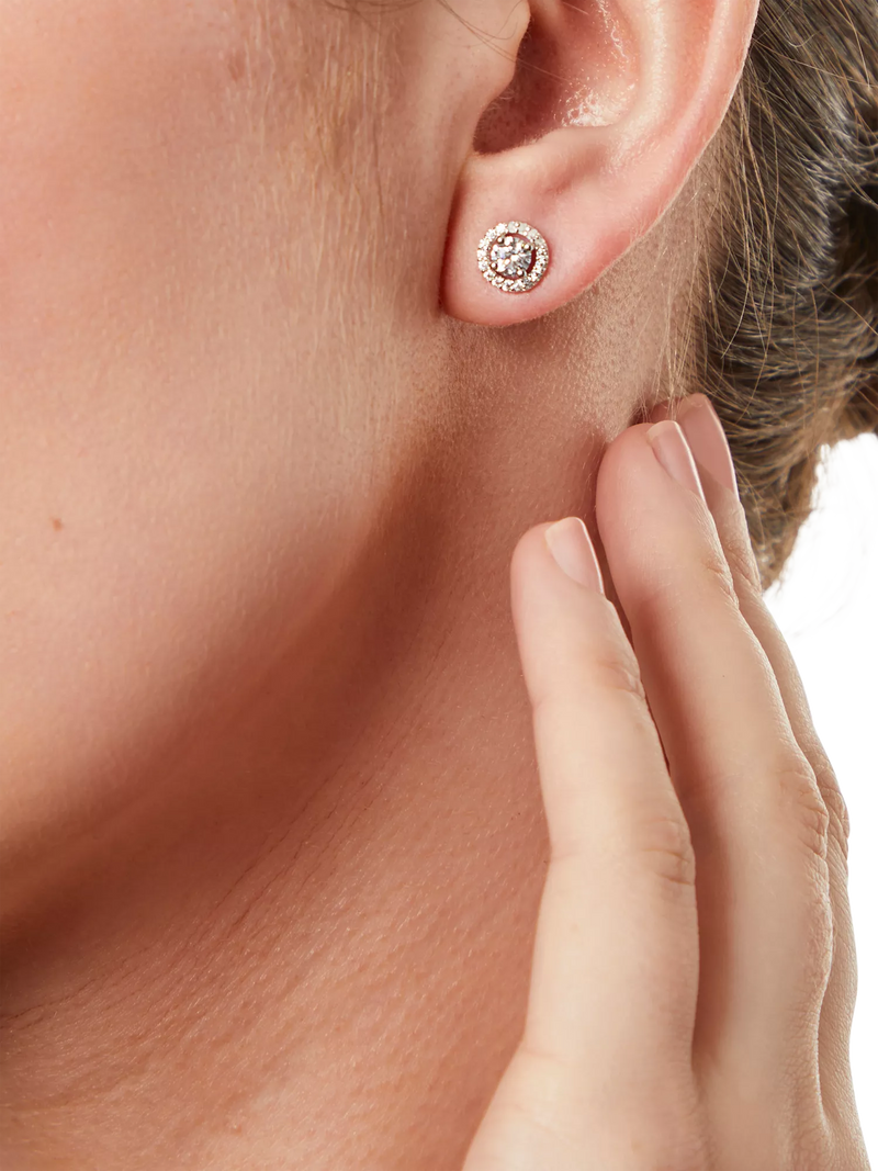 Jools cubic zirconia halo stud earrings 4mm, UK version