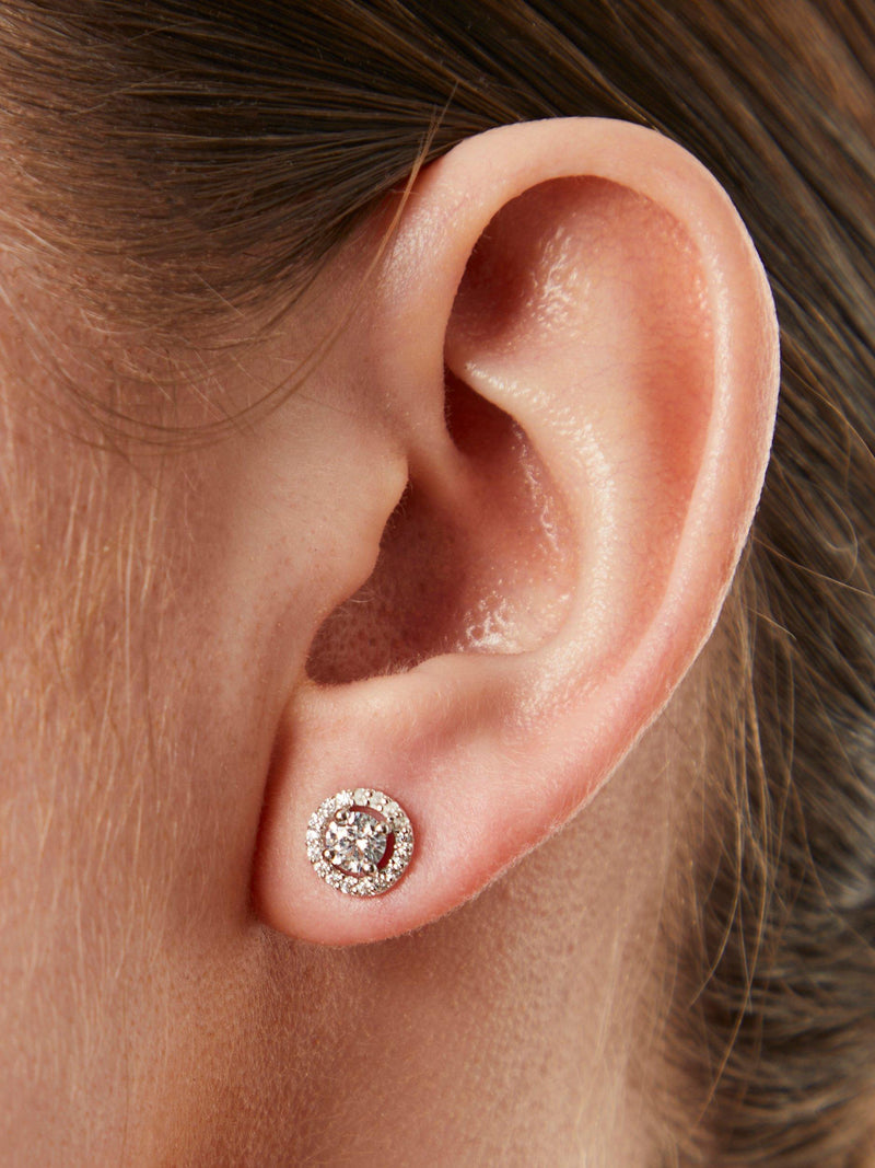 Jools cubic zirconia halo stud earrings 4mm, UK version
