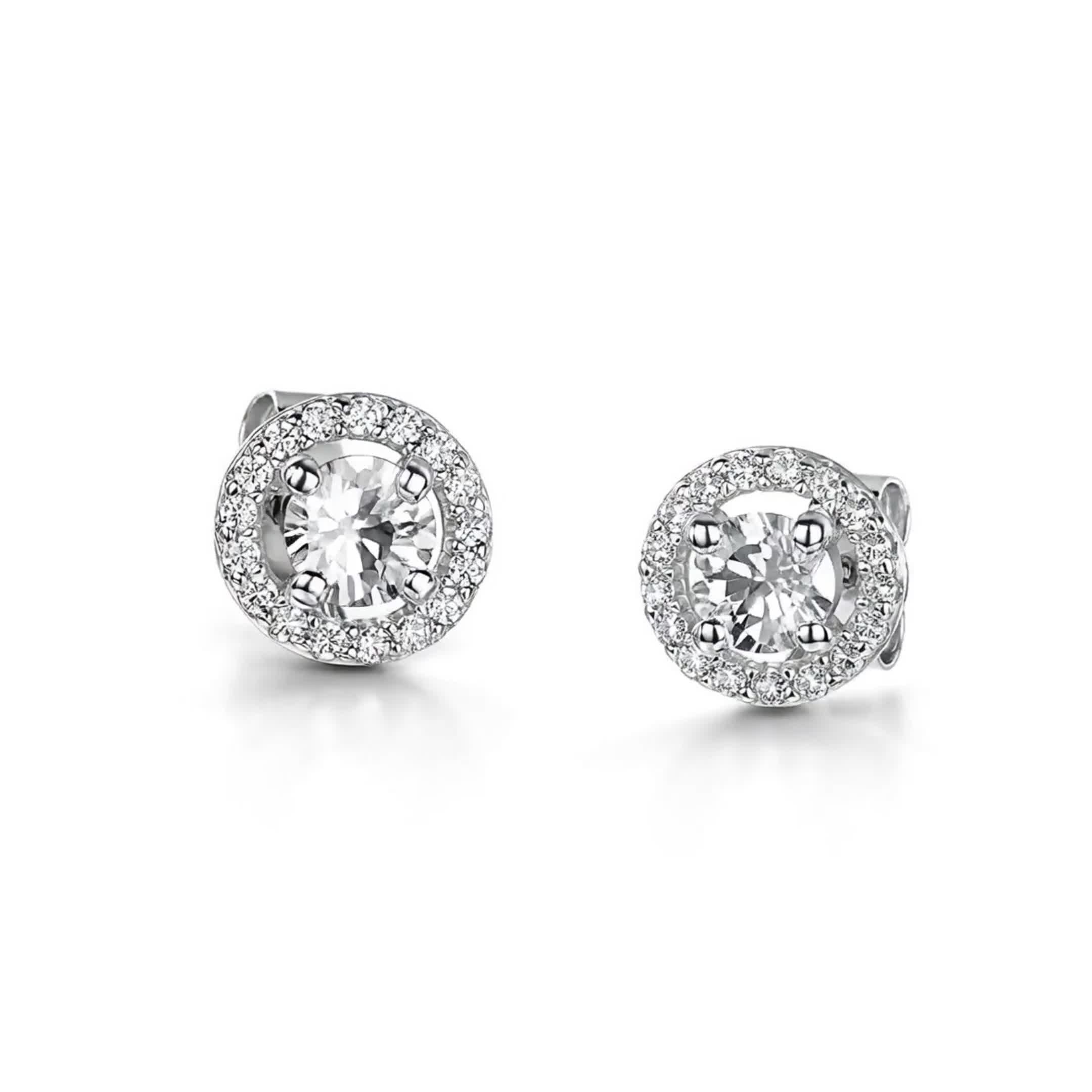 Jools cubic zirconia halo stud earrings 4mm, UK version