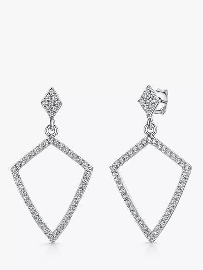 John Lewis Jools by Jenny Brown Art Deco Cubic Zirconia Drop Earrings, Silver- Buy online at McGrocer