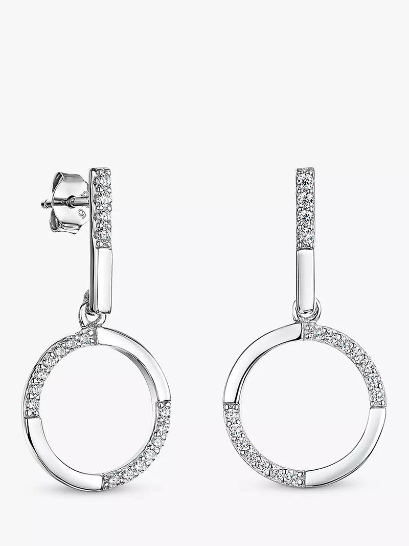 Jools by Jenny Brown cubic zirconia drop earrings in silver (British brand)