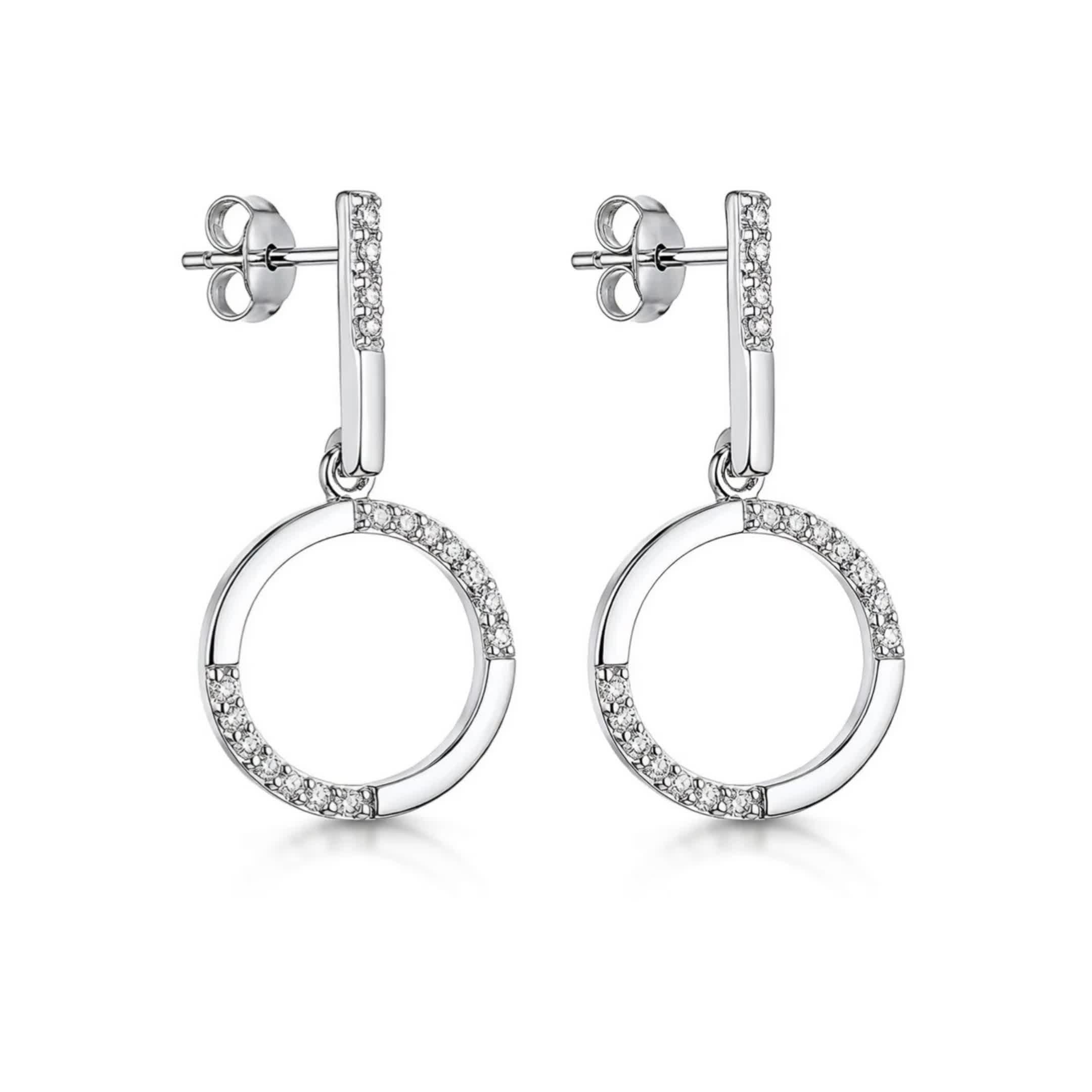 Jools by Jenny Brown cubic zirconia drop earrings in silver (British brand)