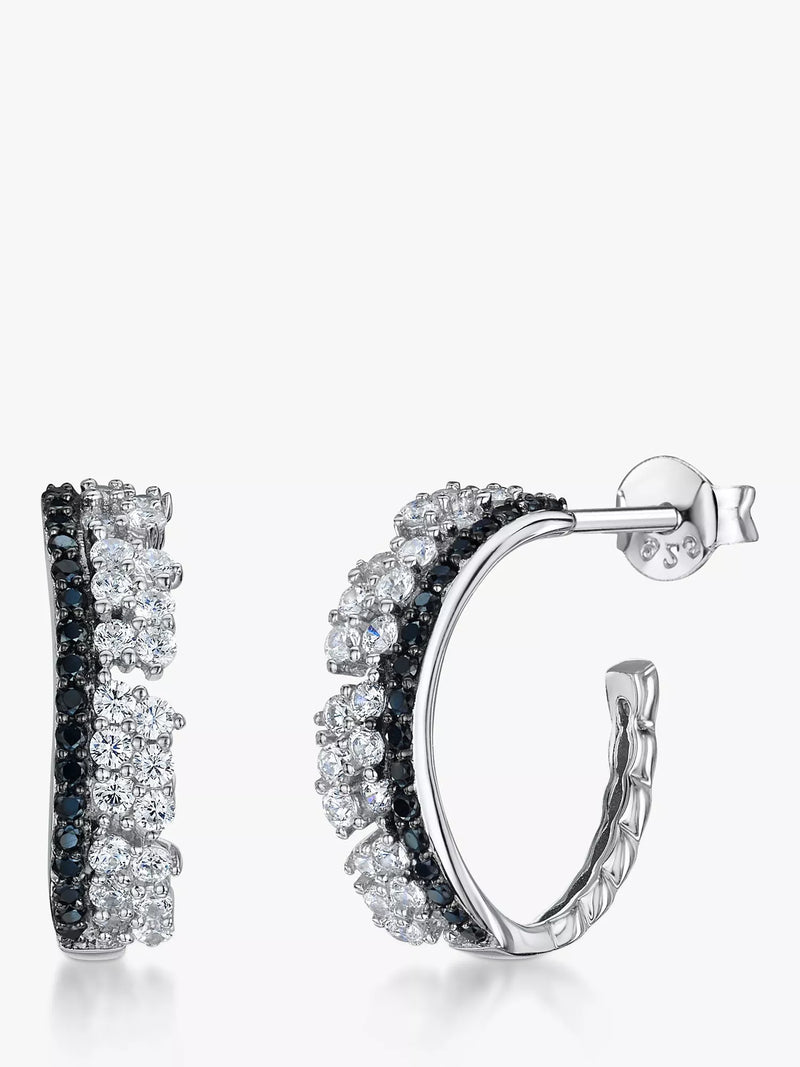 Jools by Jenny Brown cubic zirconia hoop earrings silver - British product