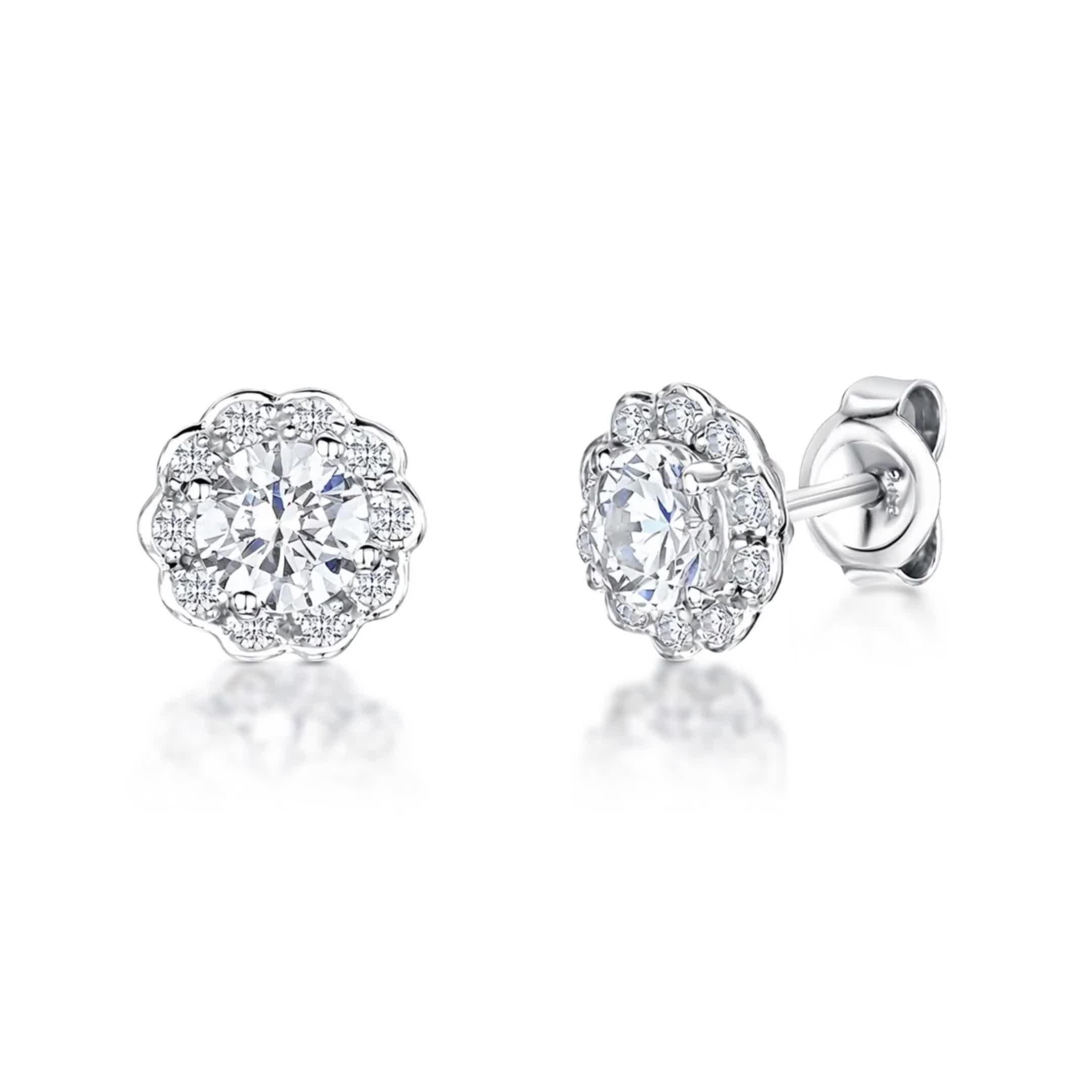 Jools by Jenny Brown cubic zirconia flower stud earrings 0.8cm - British product