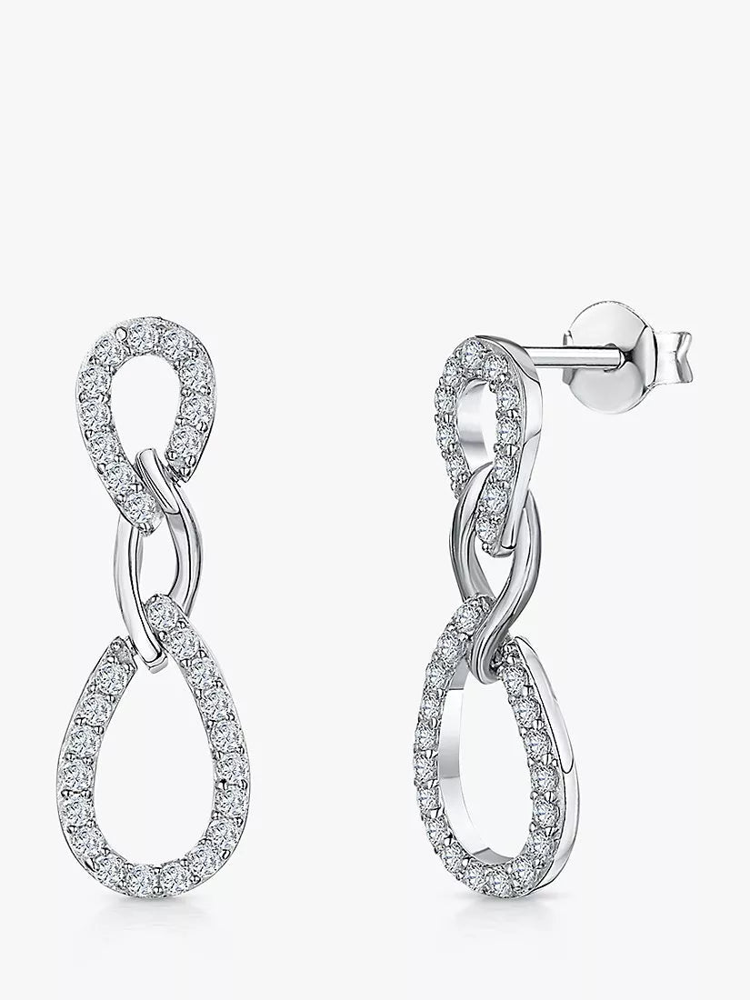 Jools by Jenny Brown cubic zirconia silver drop earrings - British product