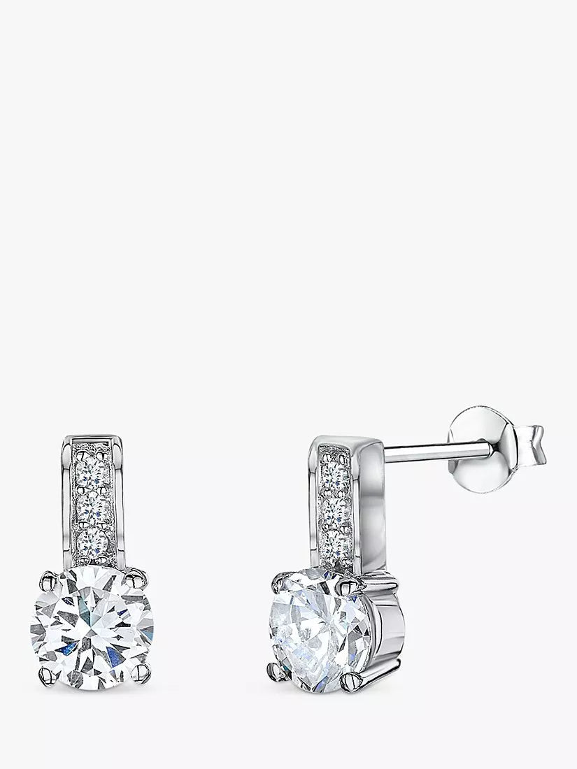 Jools cubic zirconia pave bale stud earrings silver, UK version