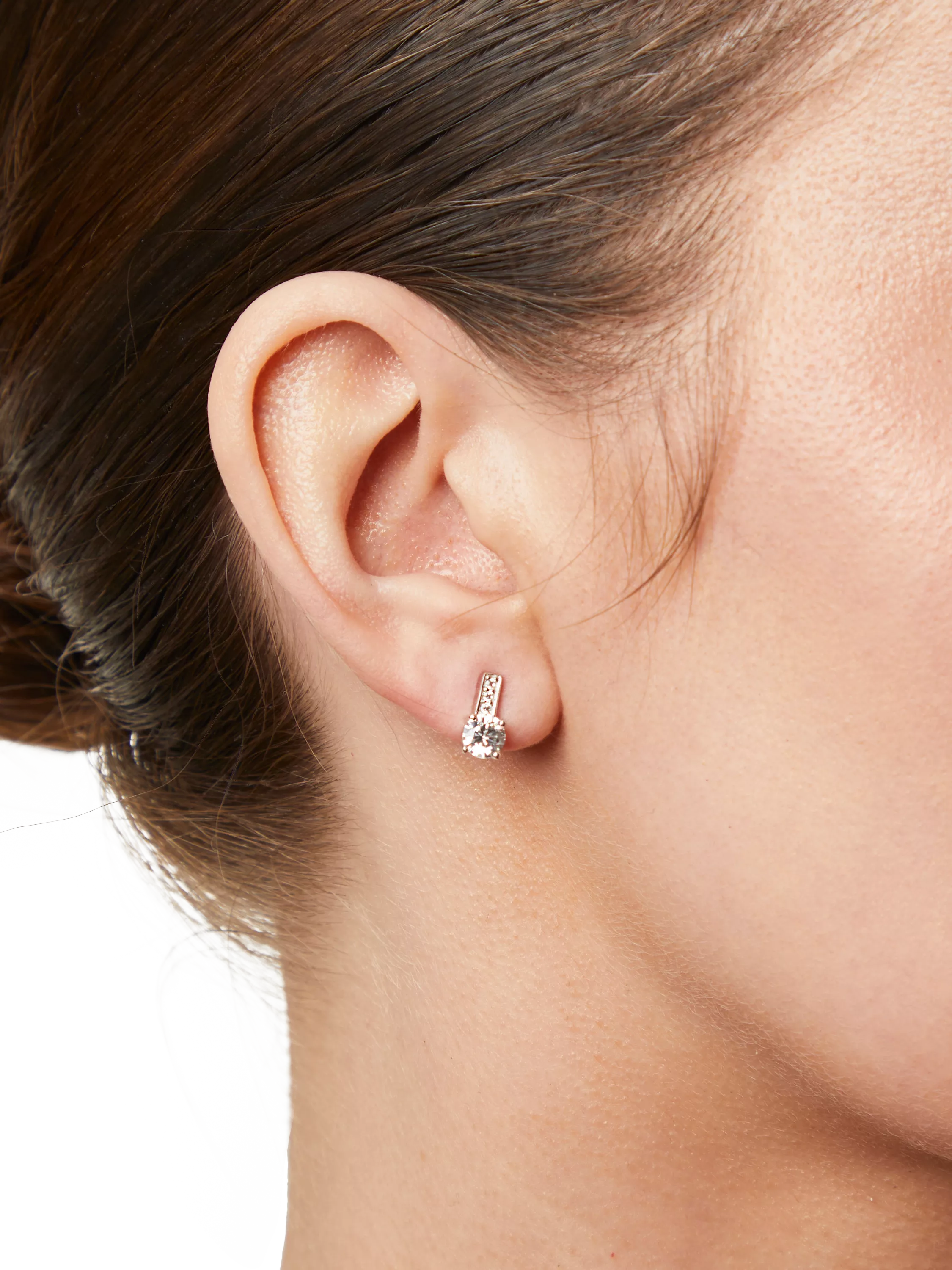 Jools cubic zirconia pave bale stud earrings silver, UK version
