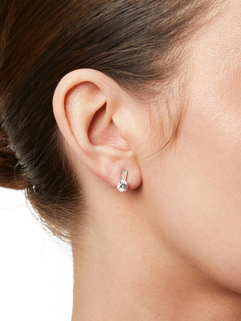 Jools cubic zirconia pave bale stud earrings silver, UK version
