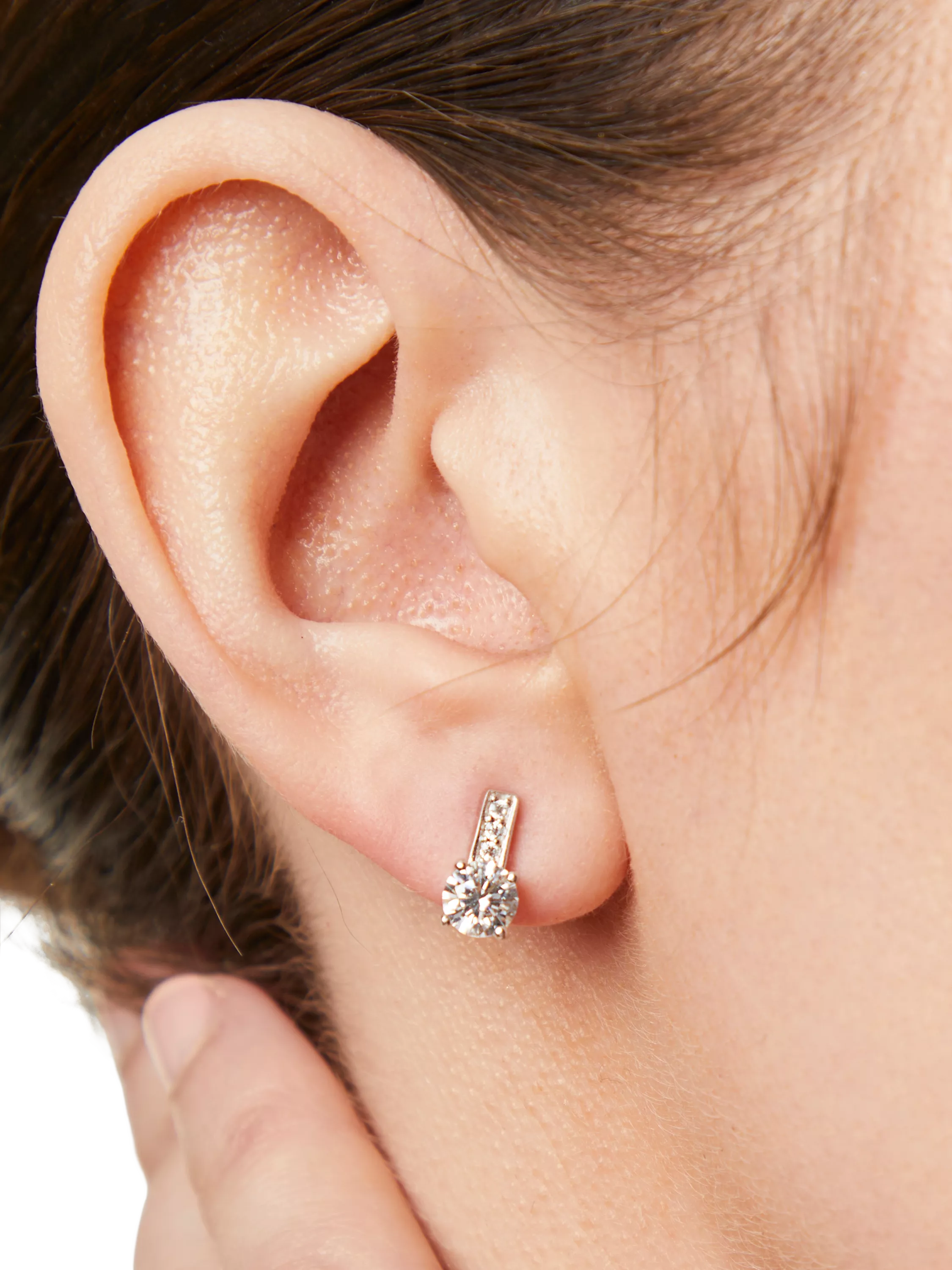 Jools cubic zirconia pave bale stud earrings silver, UK version
