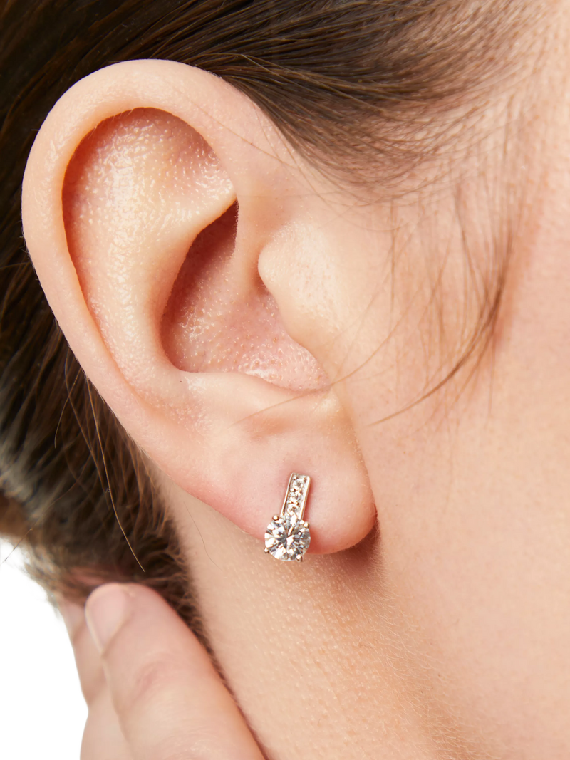 Jools cubic zirconia pave bale stud earrings silver, UK version