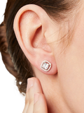 Jools by Jenny Brown cubic zirconia cushion halo stud earrings - British product