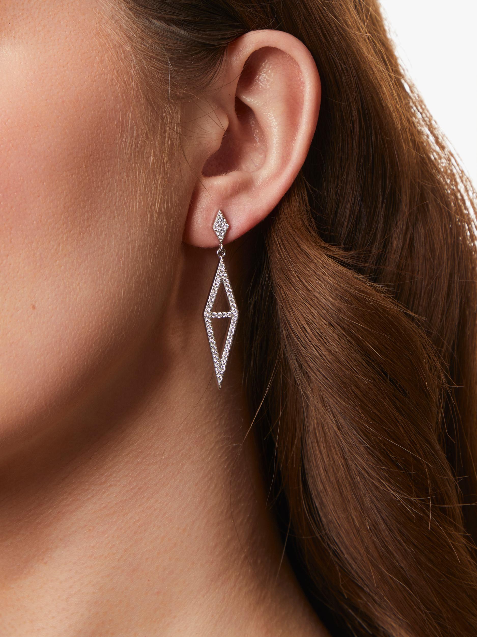 Jools by Jenny Brown cubic zirconia drop earrings silver - British product