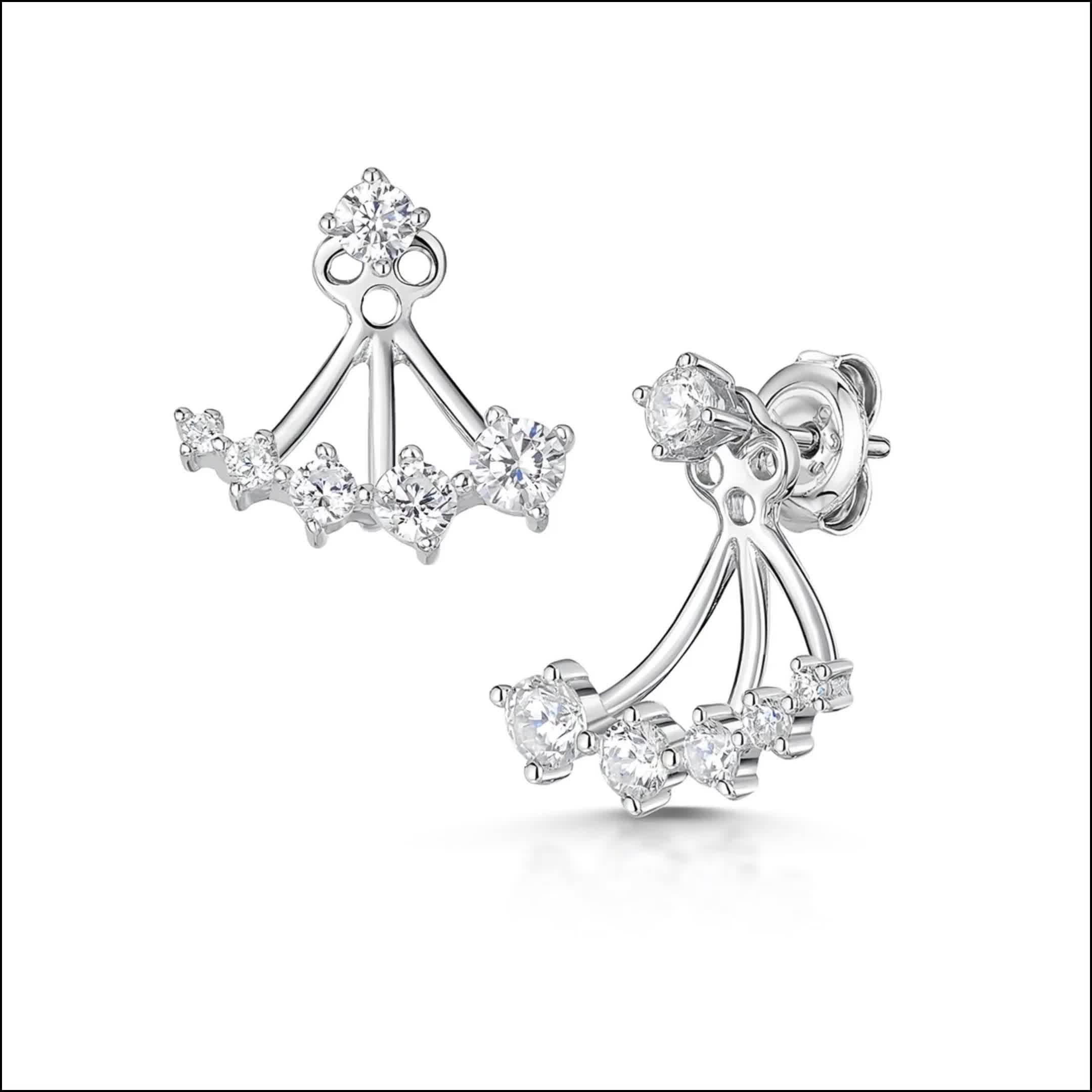 Jools cubic zirconia drop earrings silver, UK version