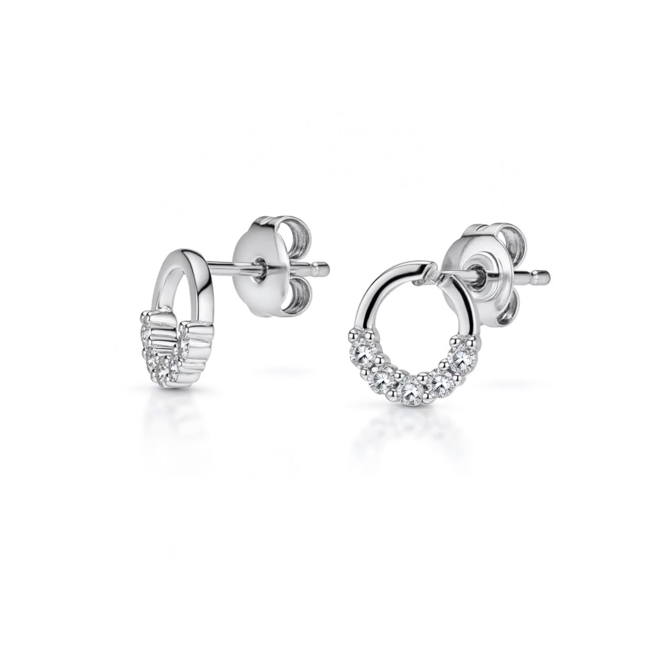 Jools silver cubic zirconia stud earrings, UK version