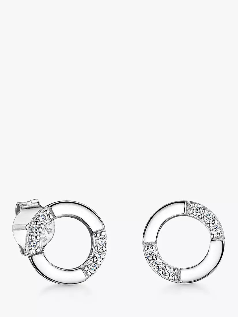 Jools by Jenny Brown half pave circle stud earrings (British brand)