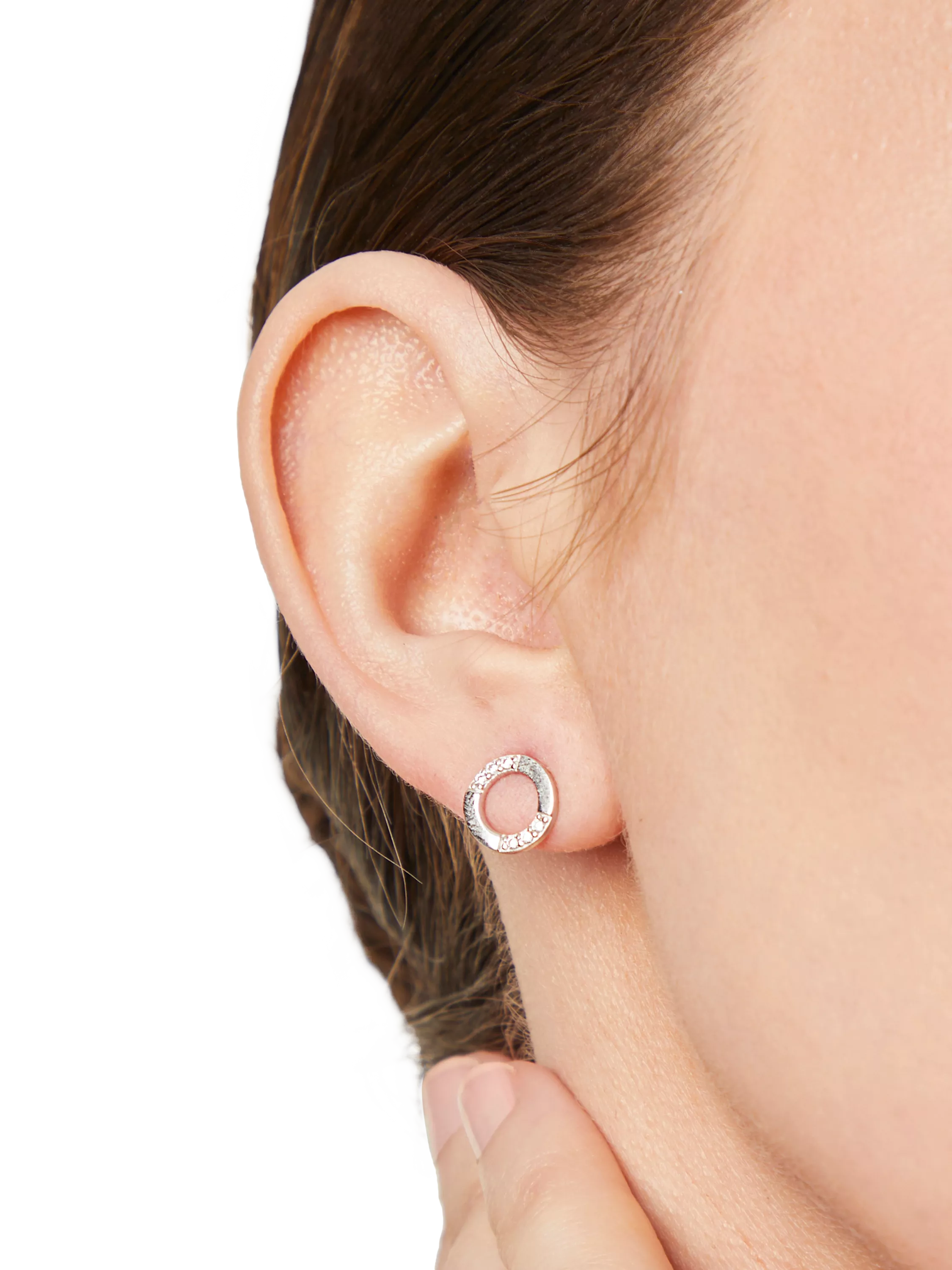 Jools by Jenny Brown half pave circle stud earrings (British brand)