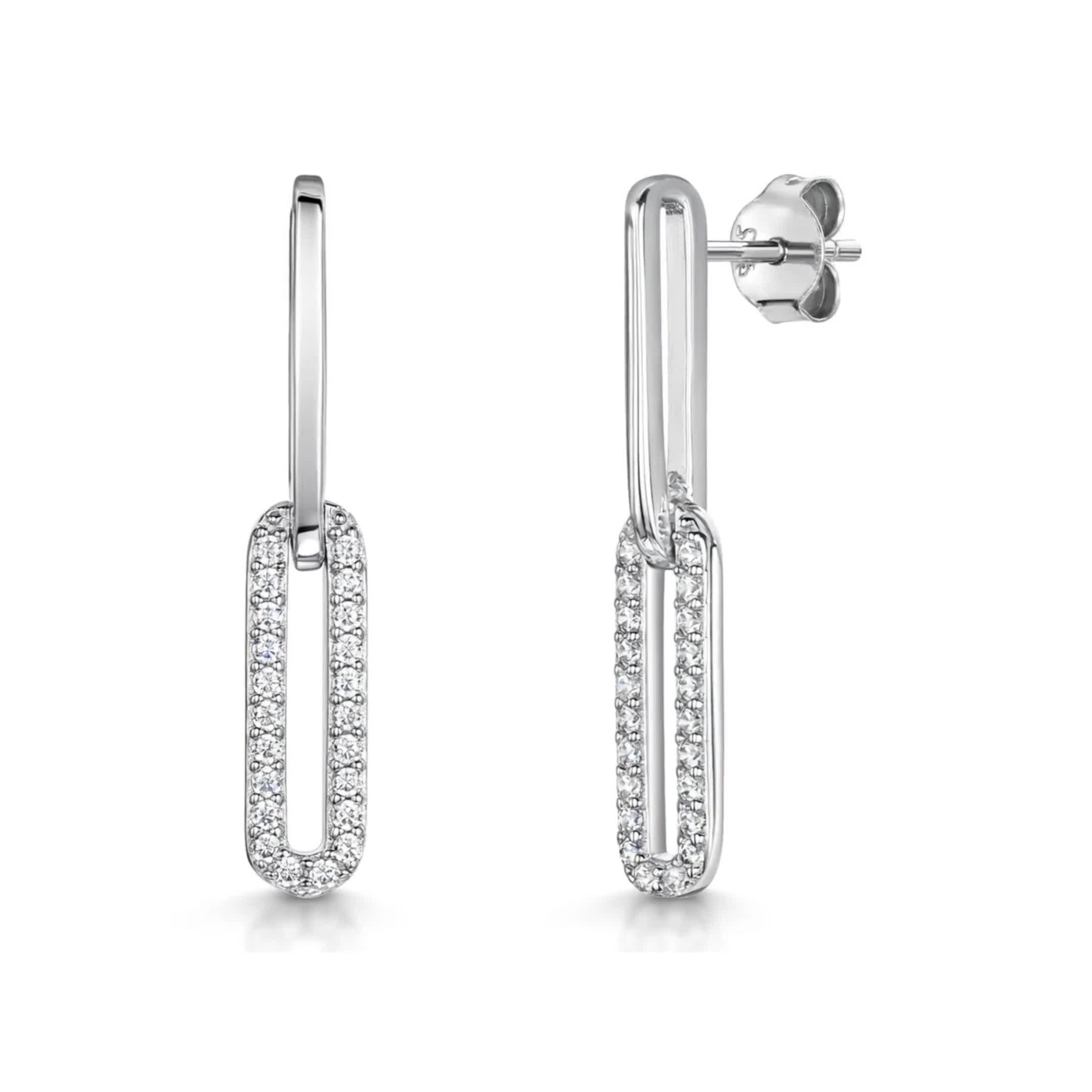 Jools by Jenny Brown Halb-Pavé-Glieder-Ohrhänger 3 cm, UK-Version