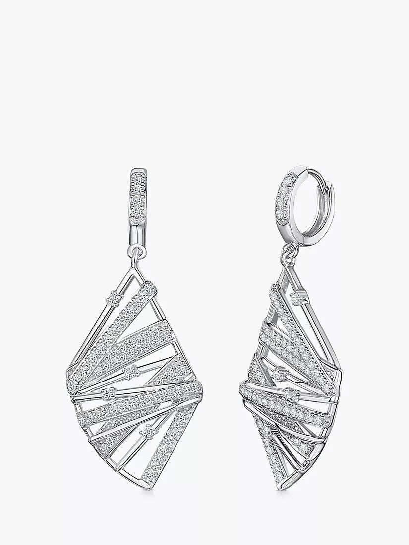 Jools by Jenny Brown cubic zirconia drop earrings in rhodium silver, UK version