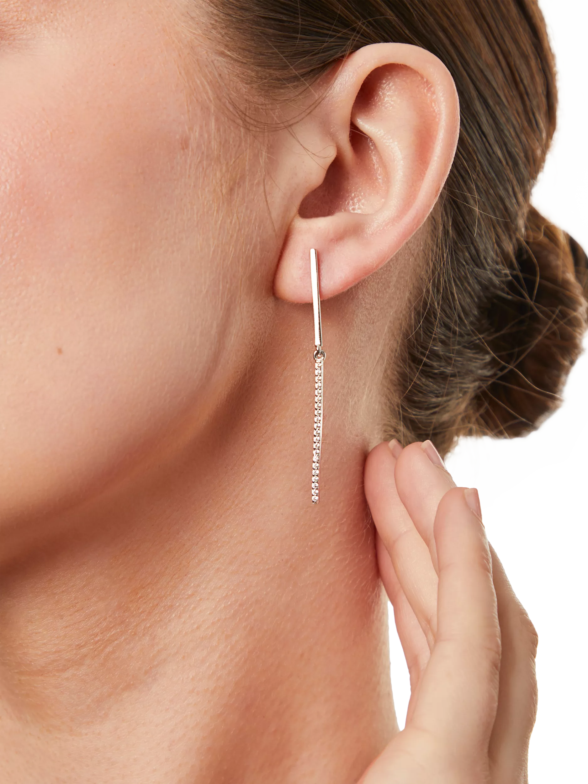 Jools by Jenny Brown long pave bar earrings silver, UK version