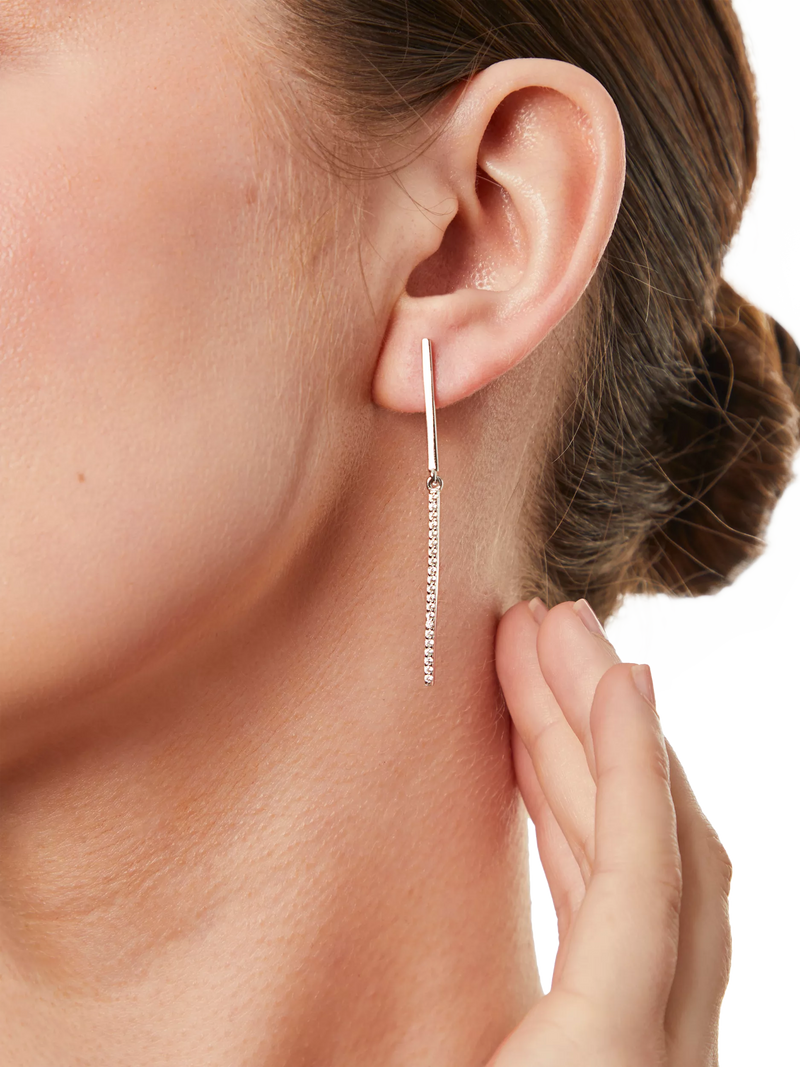 Jools by Jenny Brown long pave bar earrings silver, UK version