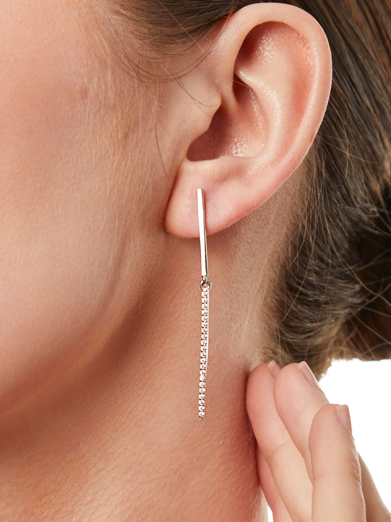 Jools by Jenny Brown long pave bar earrings silver, UK version