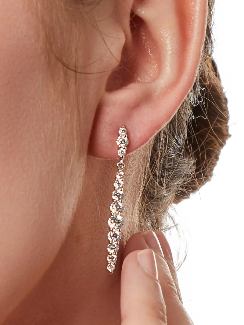 Jools by Jenny Brown cubic zirconia drop earrings 4cm, imported from the UK