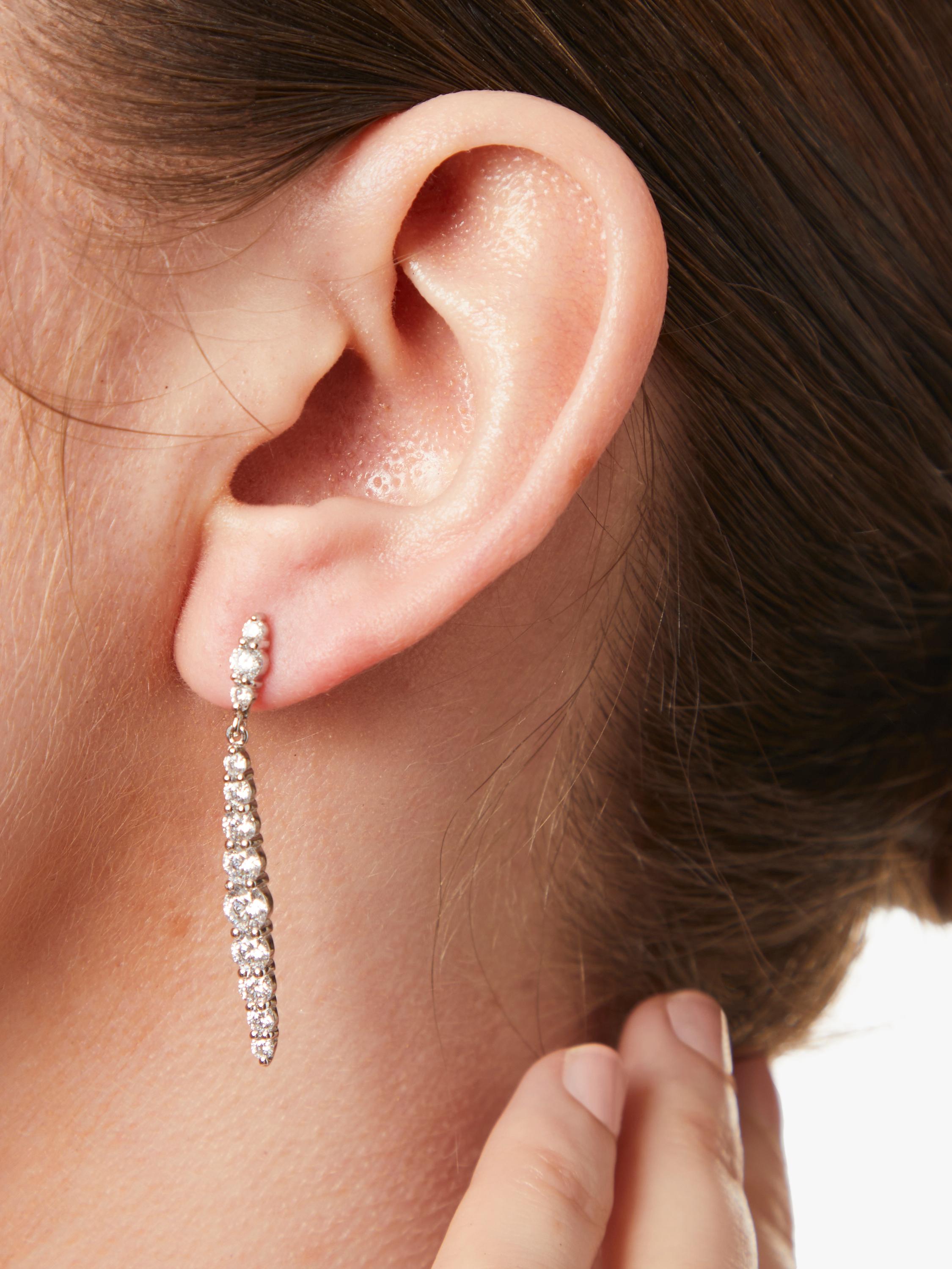 Jools by Jenny Brown cubic zirconia drop earrings 4cm, imported from the UK