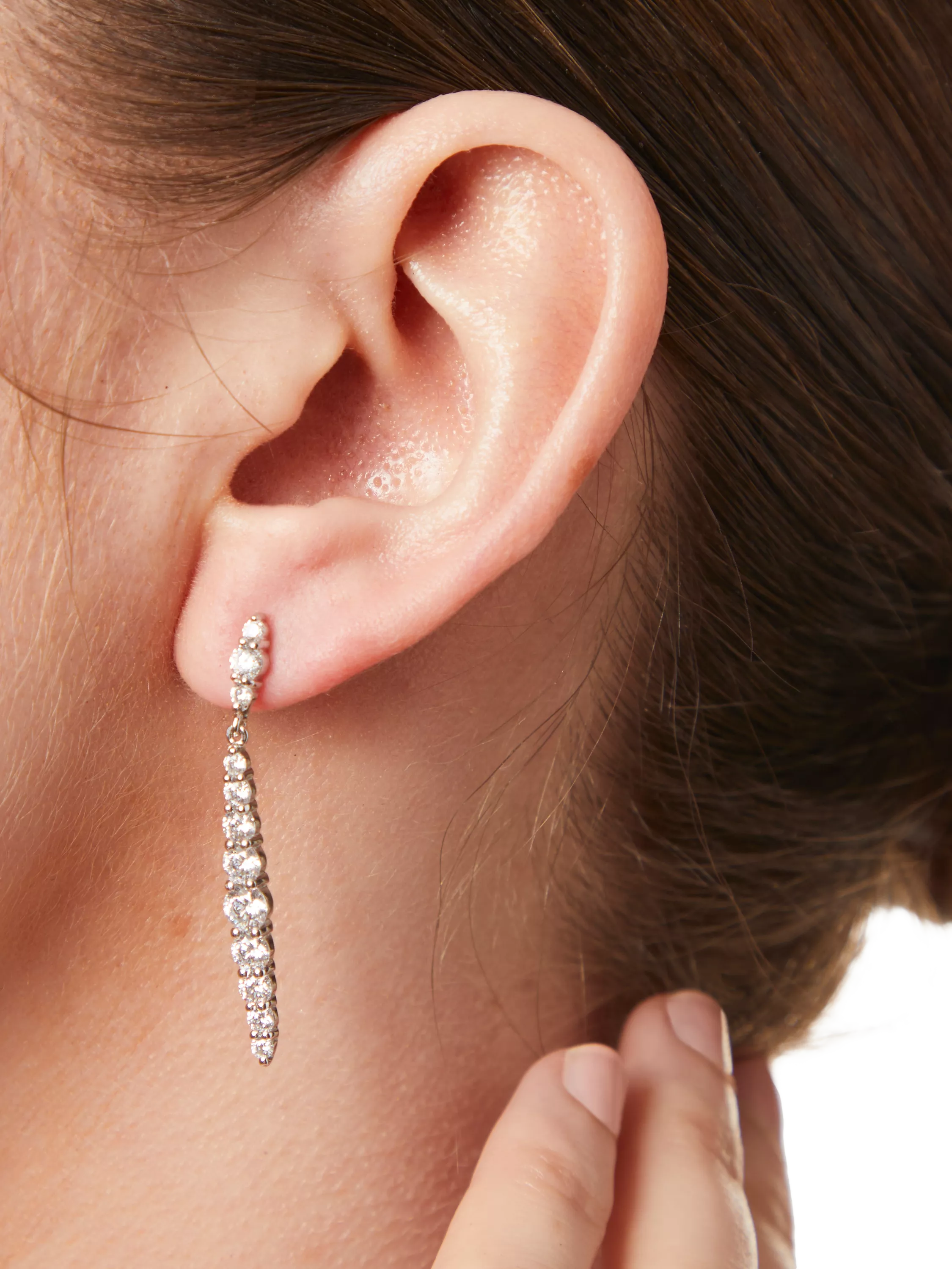 Jools by Jenny Brown cubic zirconia drop earrings 4cm, imported from the UK