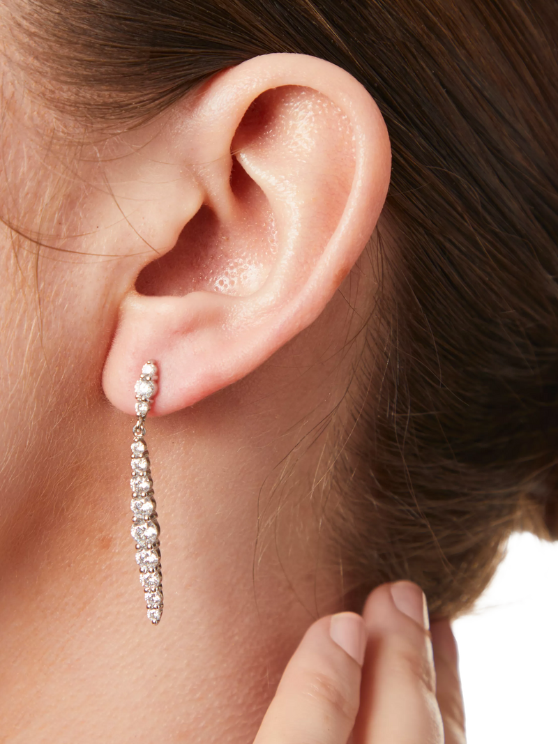 Jools by Jenny Brown cubic zirconia drop earrings 4cm, imported from the UK