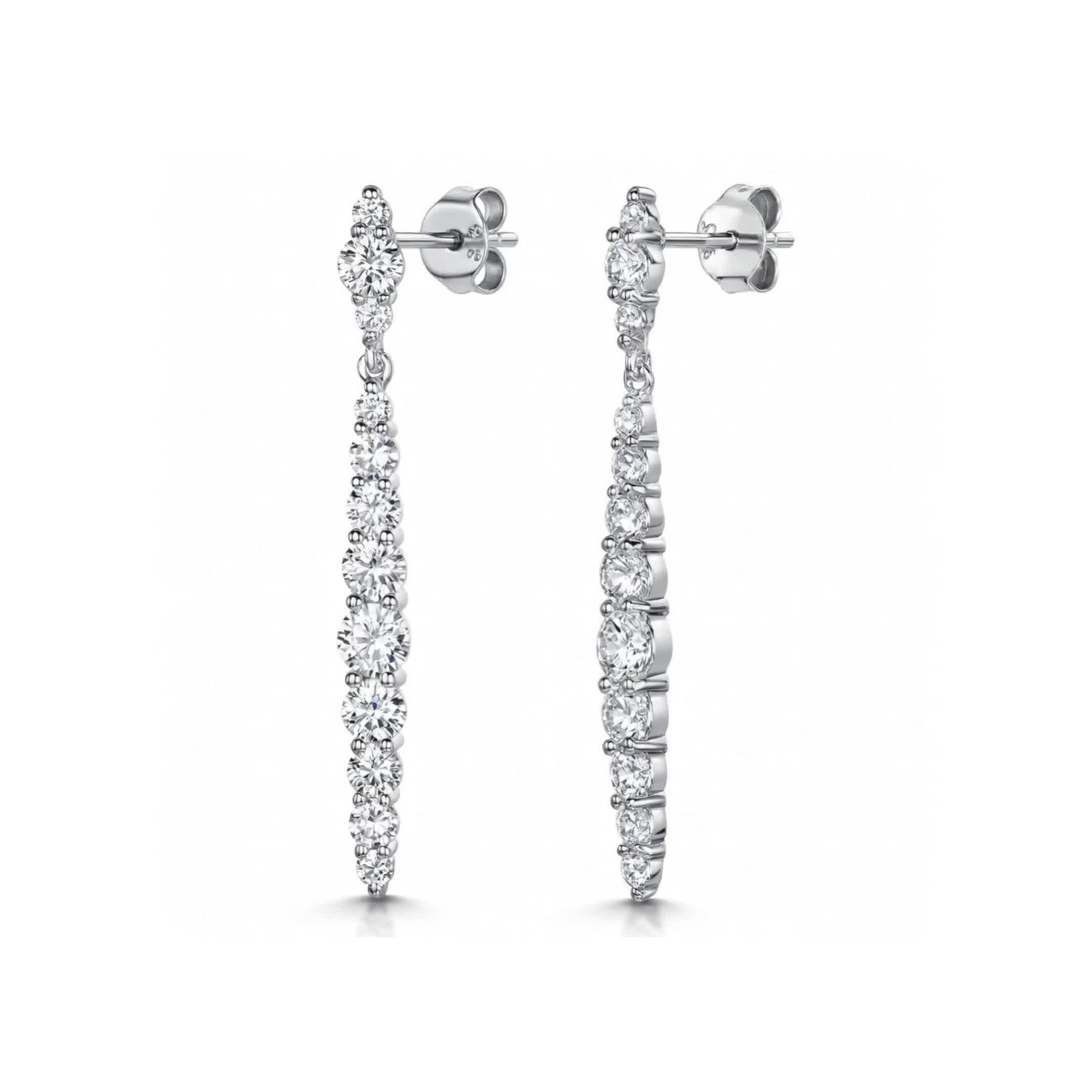 Jools by Jenny Brown cubic zirconia drop earrings 4cm, imported from the UK