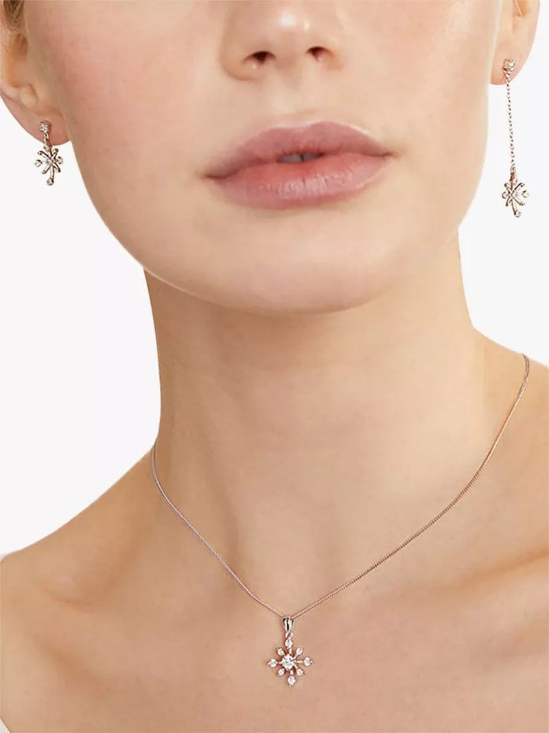 Jools cubic zirconia snowflake drop earrings silver 2.5cm imported from the UK