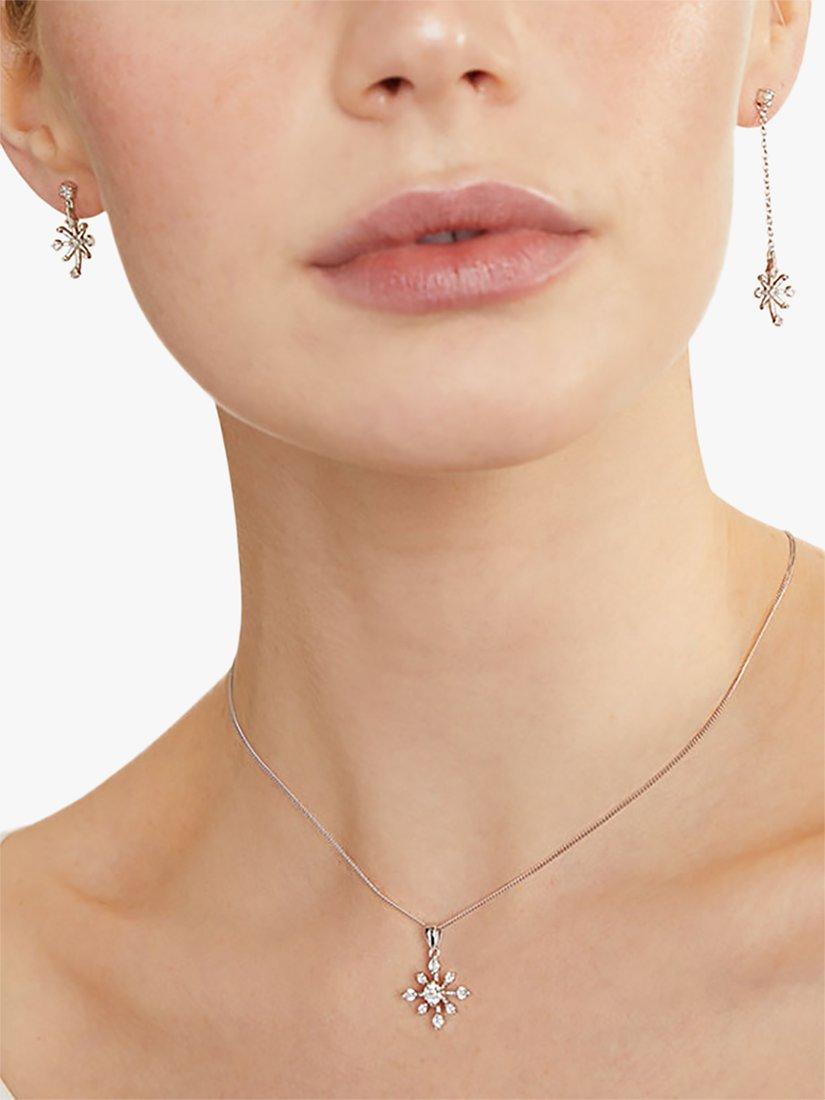 Jools cubic zirconia snowflake drop earrings silver 2.5cm imported from the UK
