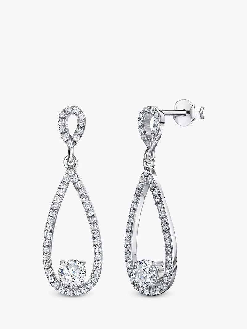 Jools by Jenny Brown open teardrop cubic zirconia earrings 3.4cm, UK version