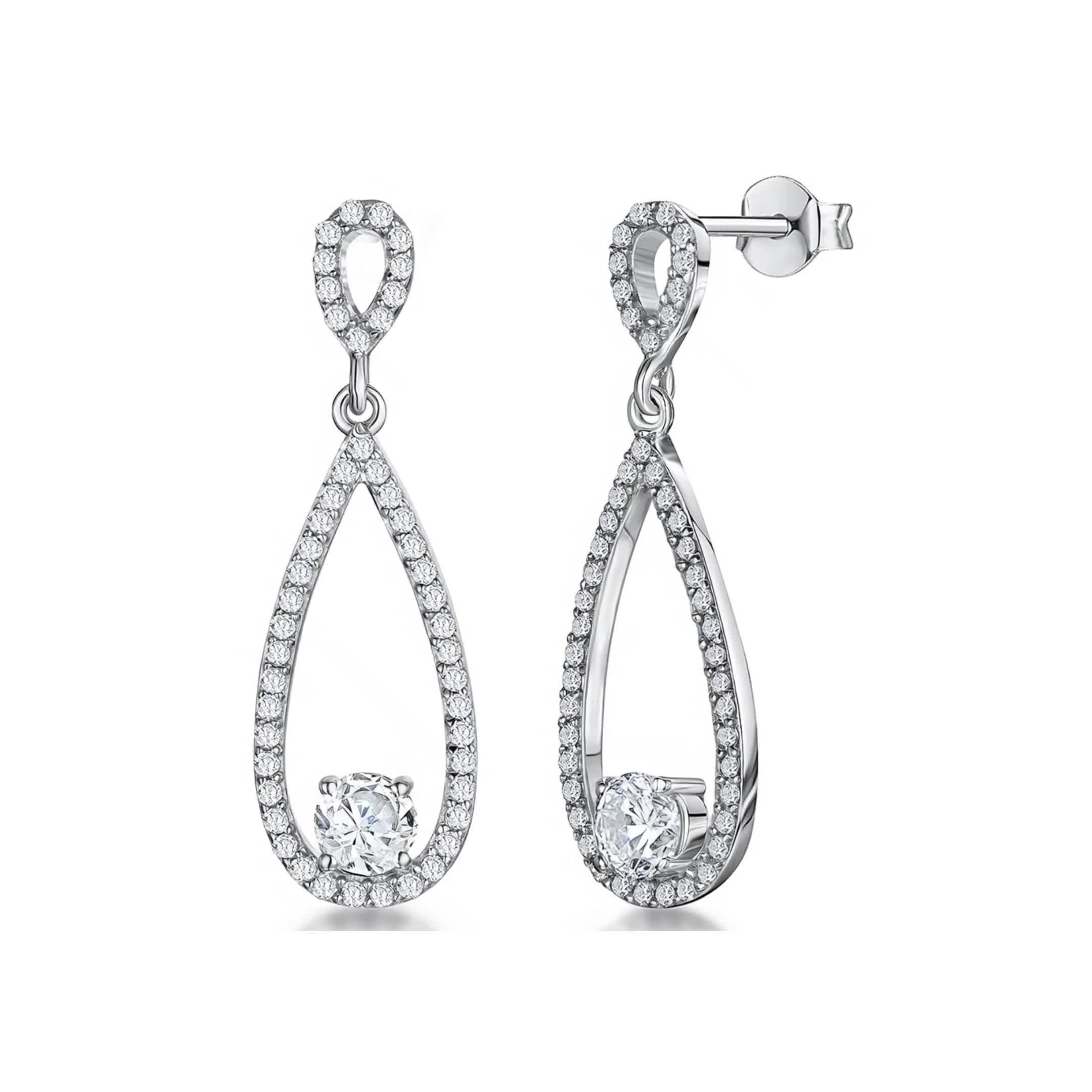 Jools by Jenny Brown open teardrop cubic zirconia earrings 3.4cm, UK version