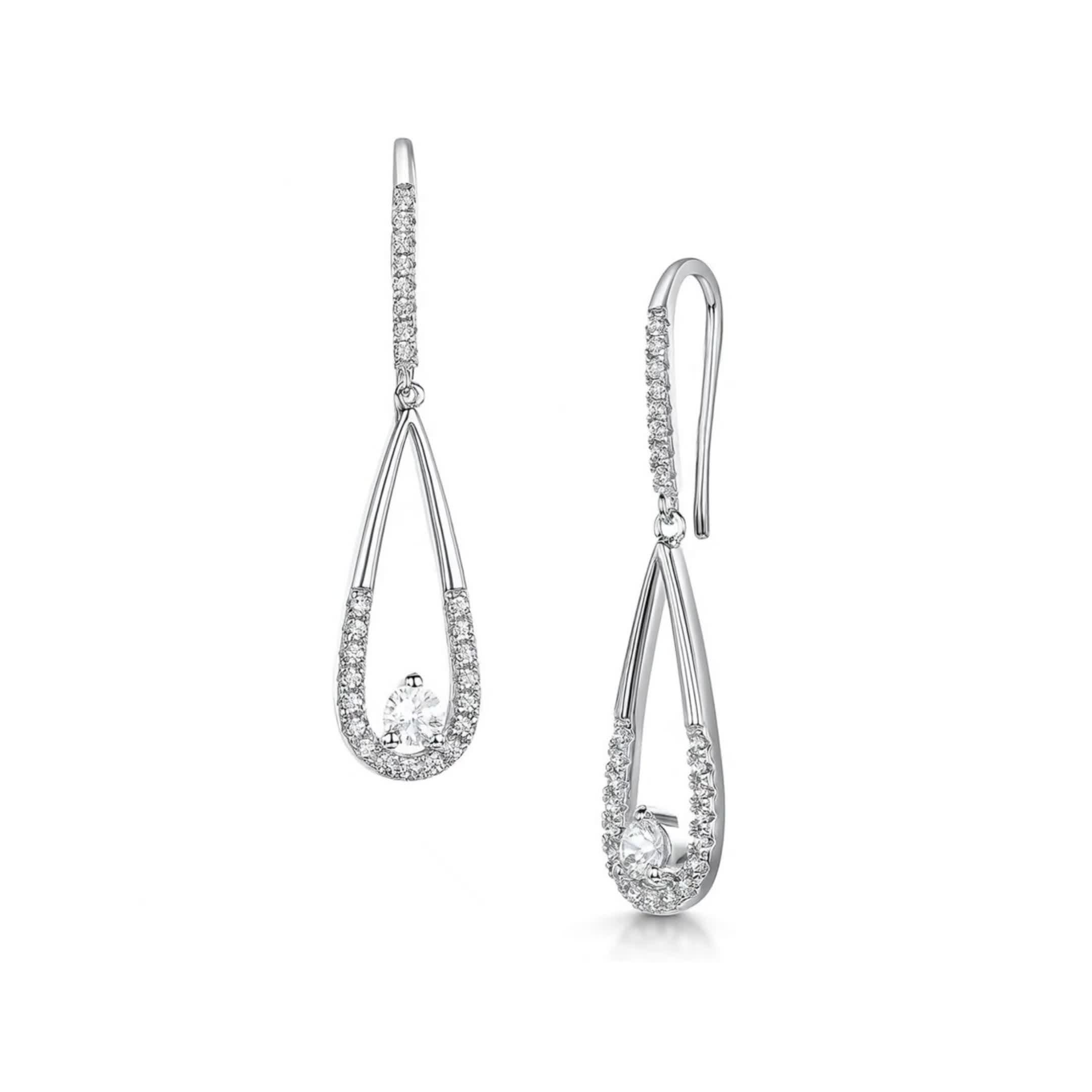 Jools by Jenny Brown cubic zirconia teardrop earrings silver - British product
