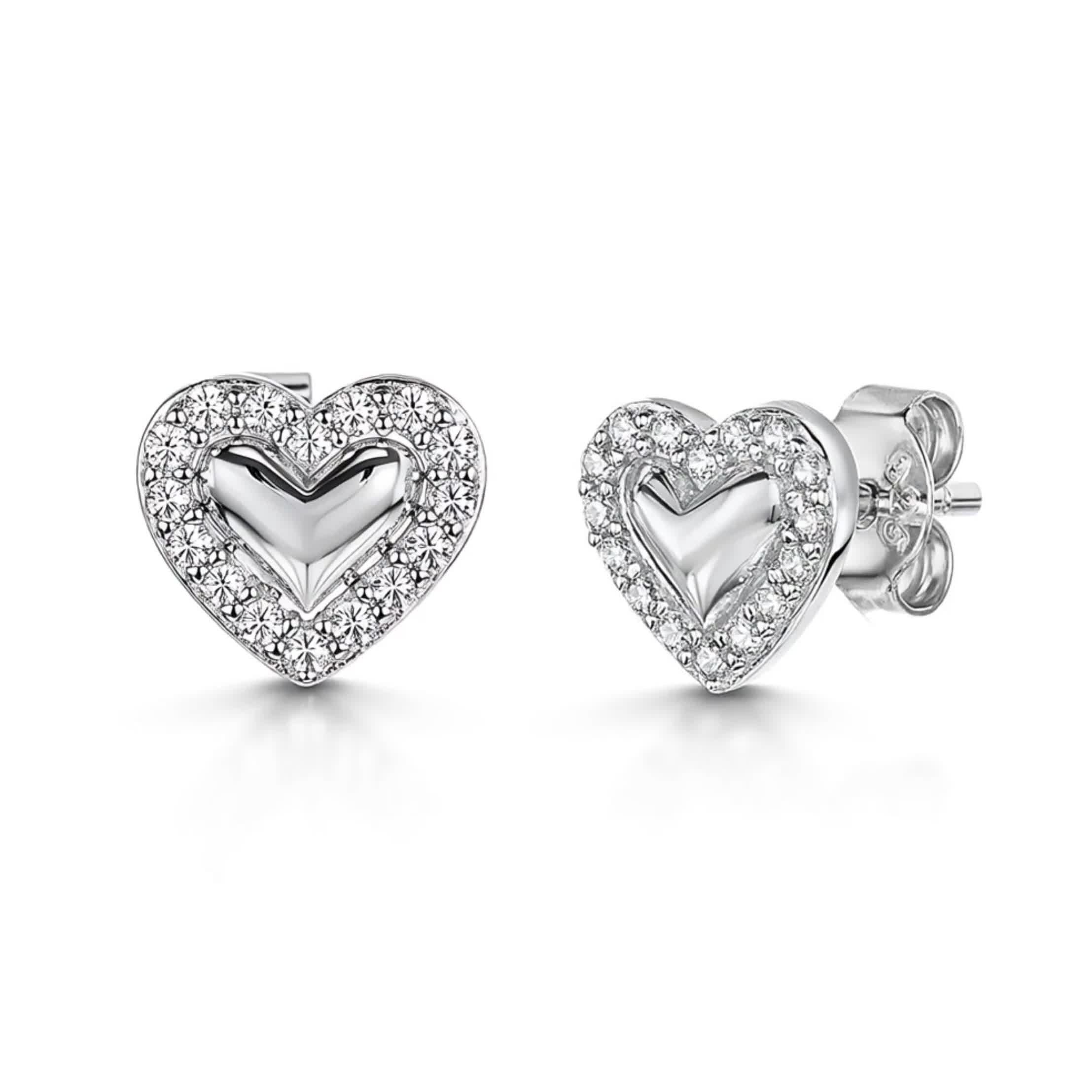 Jools by Jenny Brown heart earrings cubic zirconia, imported from the UK