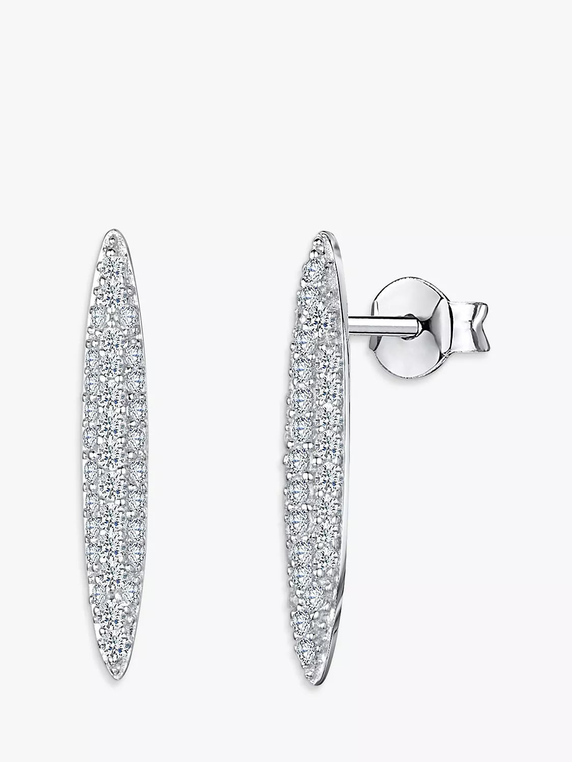 Jools by Jenny Brown silver pave cubic zirconia stem drop earrings (British brand)