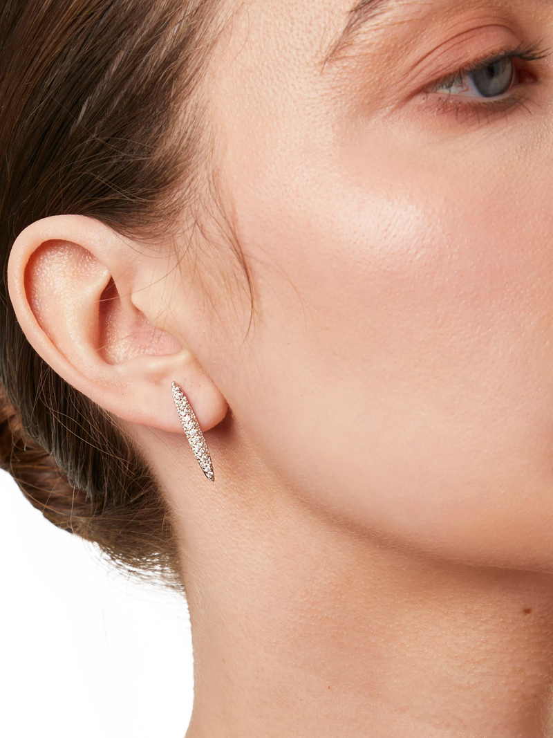 Jools by Jenny Brown silver pave cubic zirconia stem drop earrings (British brand)