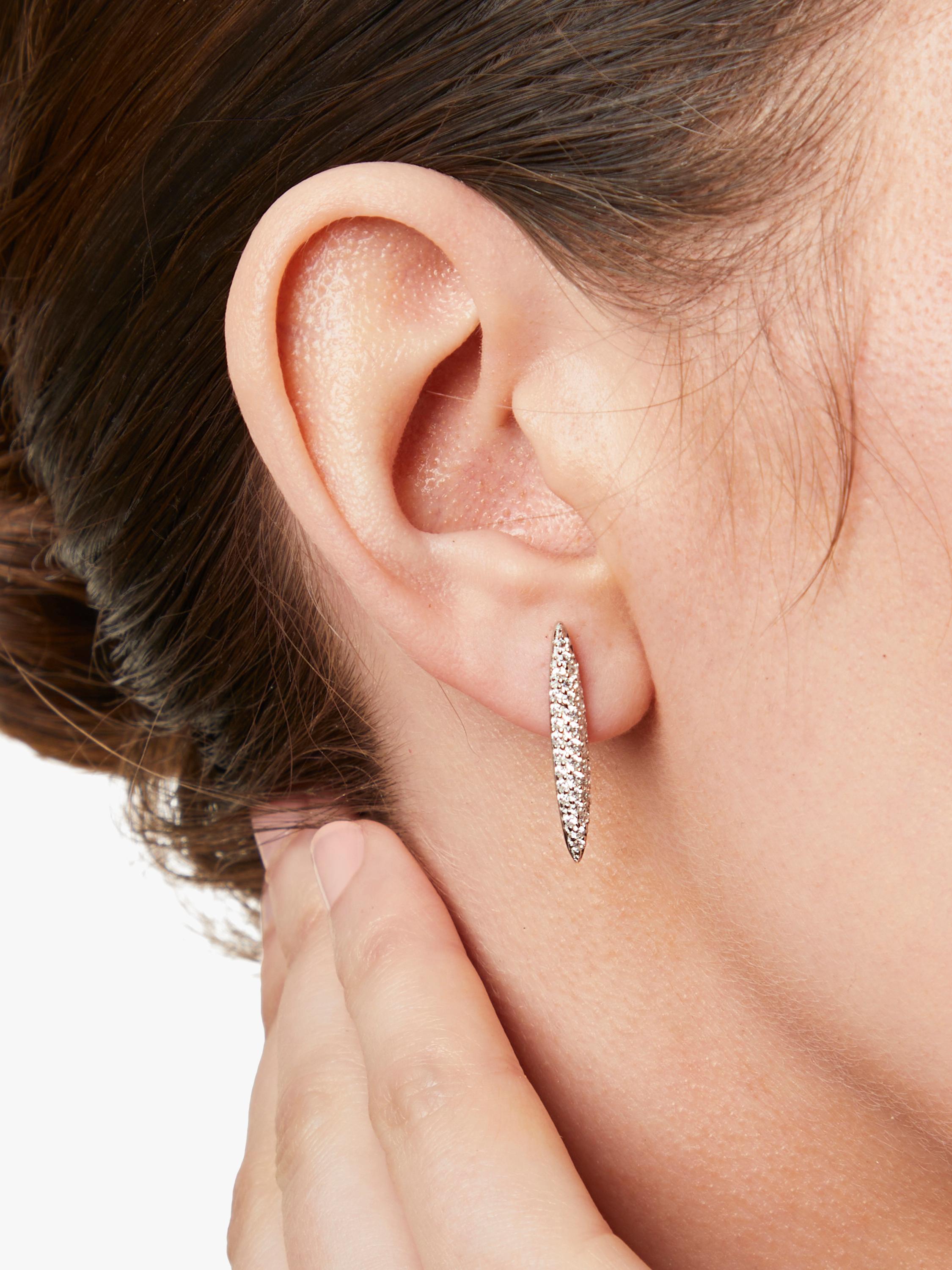 Jools by Jenny Brown silver pave cubic zirconia stem drop earrings (British brand)